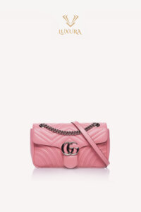 Genti | GUCCI GG Marmont mini matelasse shoulder pastel pink bag