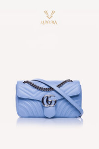 Geanta | IN TRENDING GUCCI Calfskin Matelasse Small GG Marmont Shoulder Bag Blue