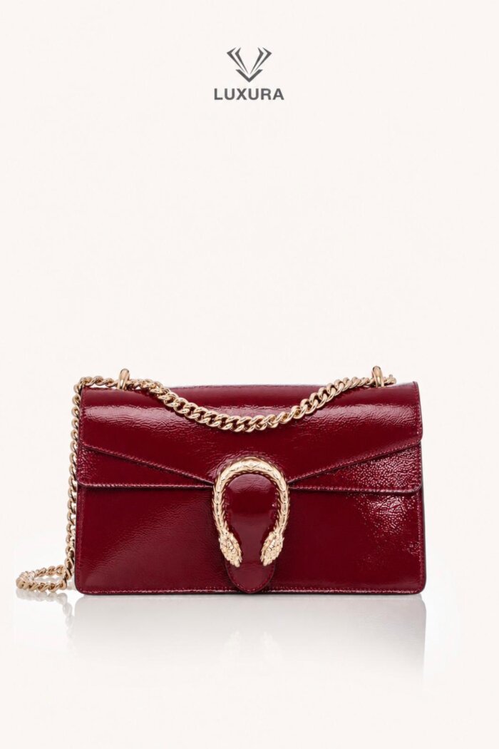 <span style="font-size: 10px;letter-spacing: .15em">BEST DEAL</span><br> <strong>GUCCI</strong><br> <div style="margin-top:10px;font-size:16px">Crinkled Patent Small Dionysus Shoulder Bag Rosso Ancona</div><br>