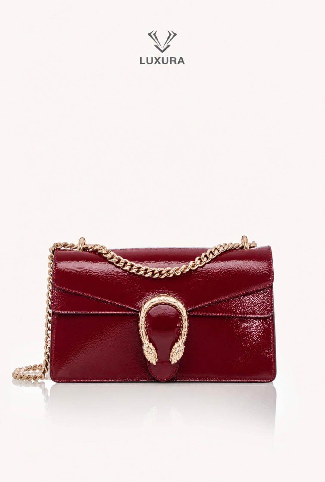 <span style="font-size: 10px;letter-spacing: .15em">BEST DEAL</span><br> <strong>GUCCI</strong><br> <div style="margin-top:10px;font-size:16px">Crinkled Patent Small Dionysus Shoulder Bag Rosso Ancona</div><br>