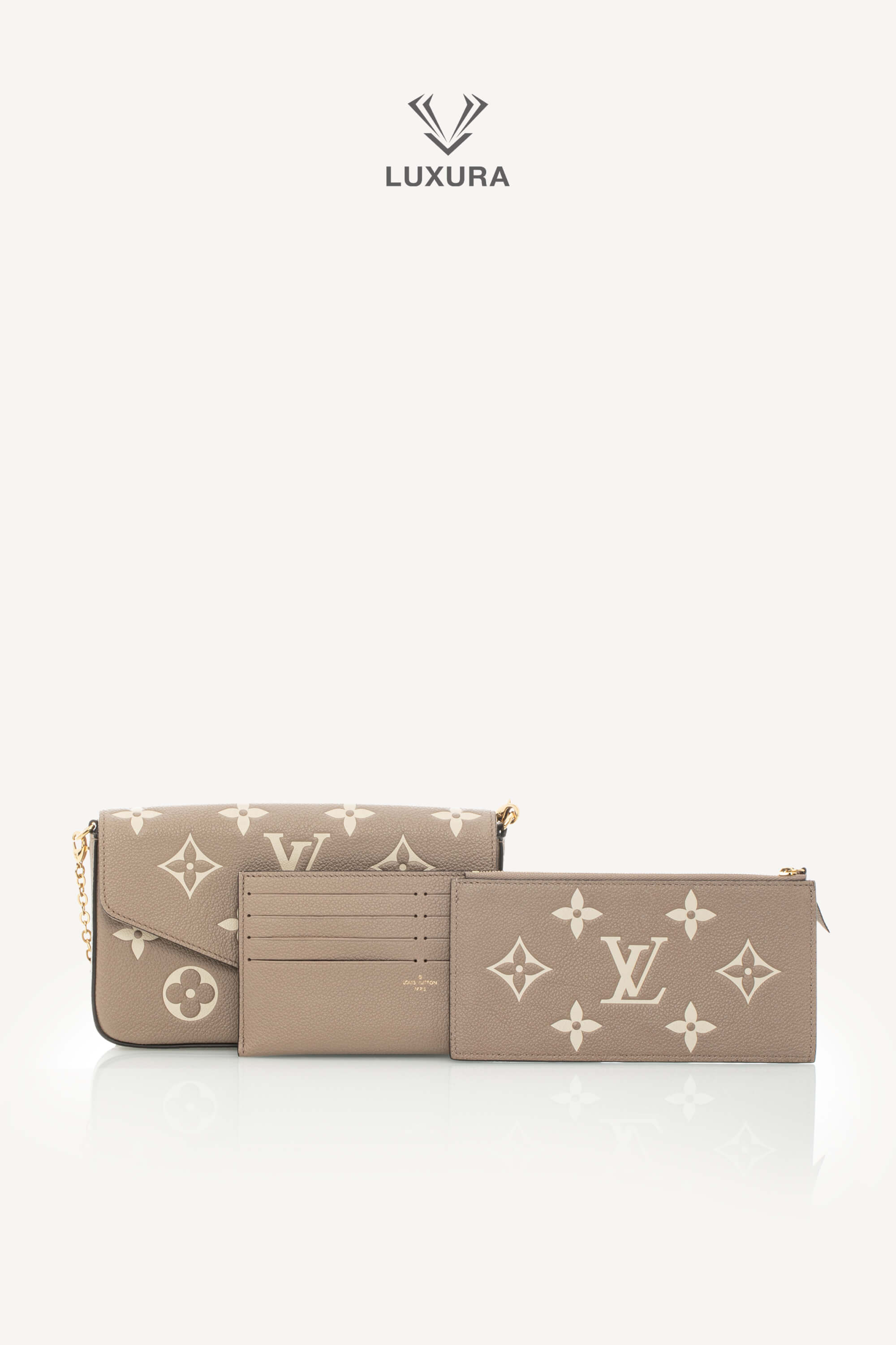 Genti de designeri pre-owned | IN TRENDING LOUIS VUITTON Felicie Pochete Monogram Empreinte Leather Dove Cream M82610