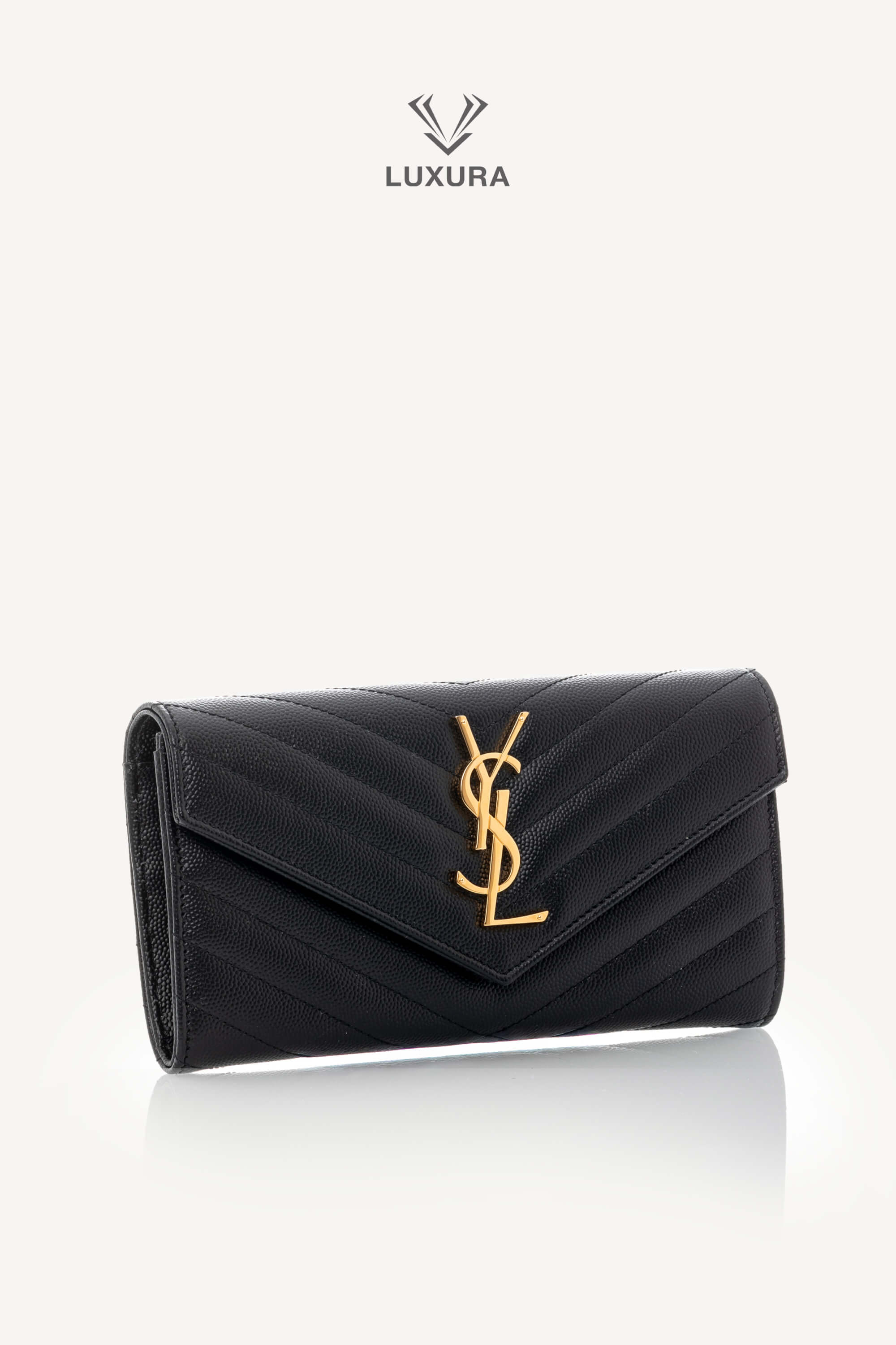 <span style="font-size: 10px;letter-spacing: .15em">BEST DEAL</span><br> <strong>SAINT LAURENT</strong><br> <div style="margin-top:10px;font-size:16px">Cassandre Matelasse Large Flap Wallet in Grain de Poudre Leather Black</div><br> - Image 3