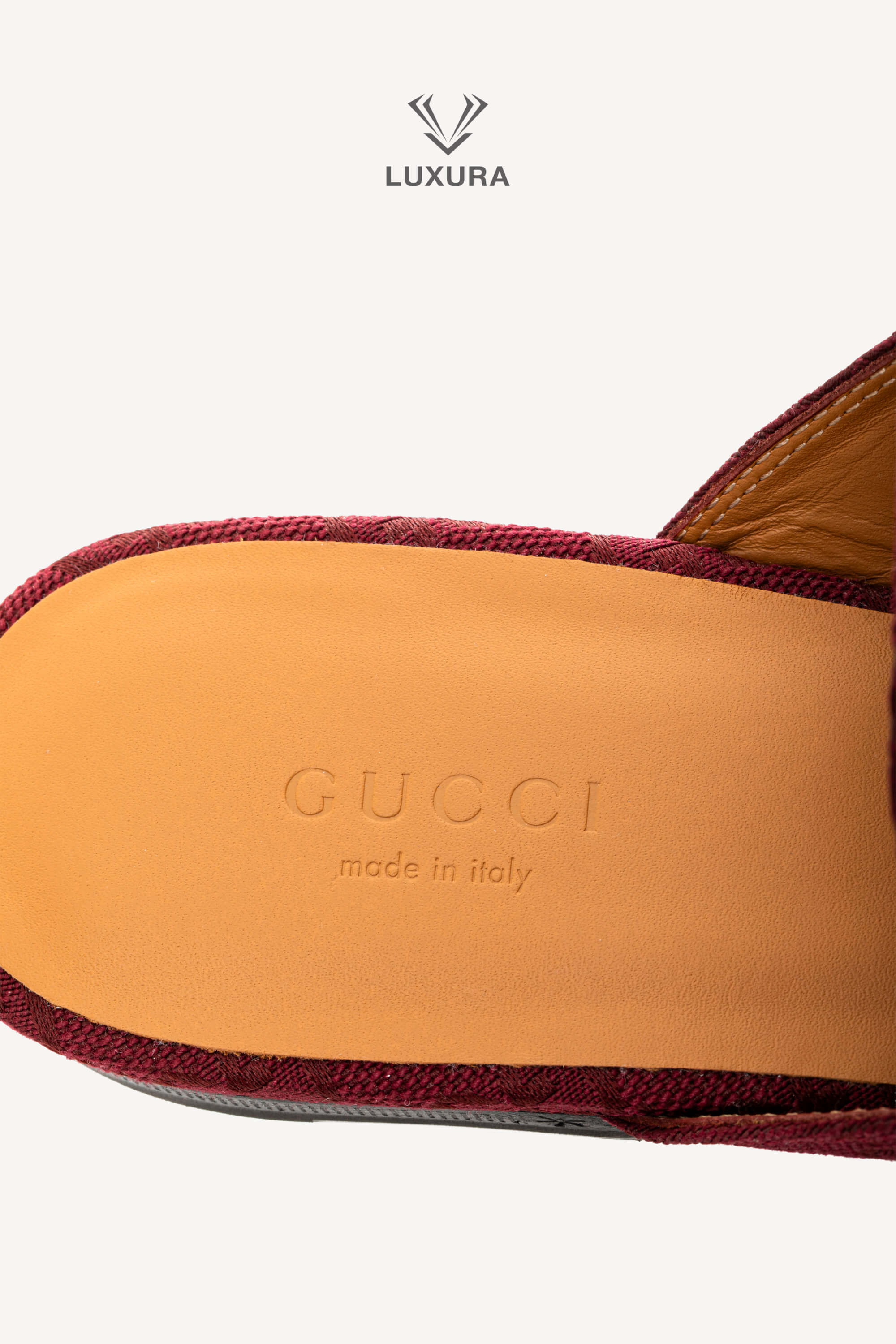 <span style="font-size: 10px;letter-spacing: .15em">BEST DEAL</span><br> <strong>GUCCI</strong><br> <div style="margin-top:10px;font-size:16px">GG Monogram Canvas Princetown Slippers Rosso Ancora 37</div><br> - Image 12