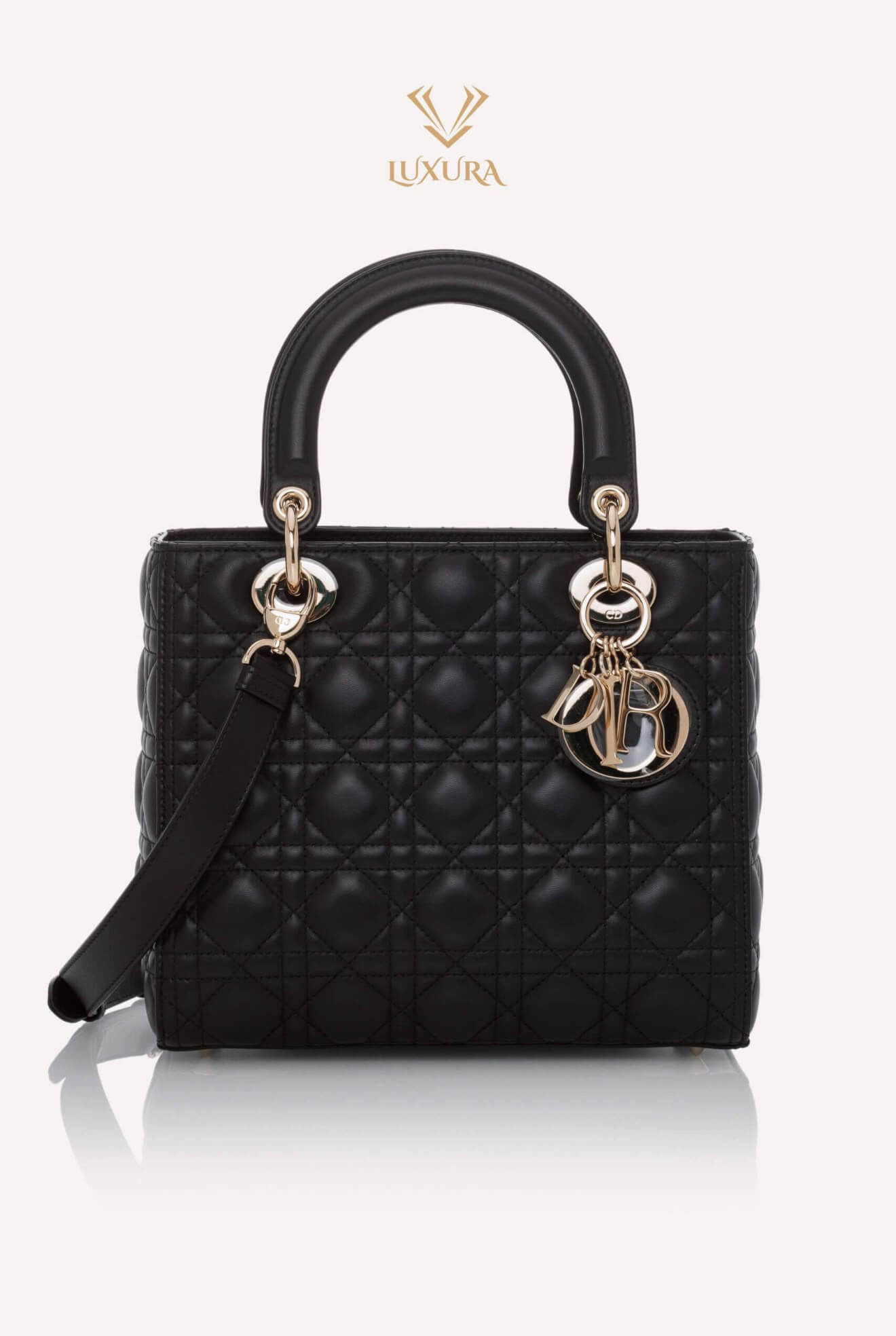 <span style="font-size: 10px; color: rgb(101, 101, 101);letter-spacing: .15em;">HARD TO FIND</span><br><strong> DIOR </strong><br><div style="margin-top:10px; font-size:16px;">Medium Lady Dior Bag Black Cannage Lambskin </div><br> - Image 11