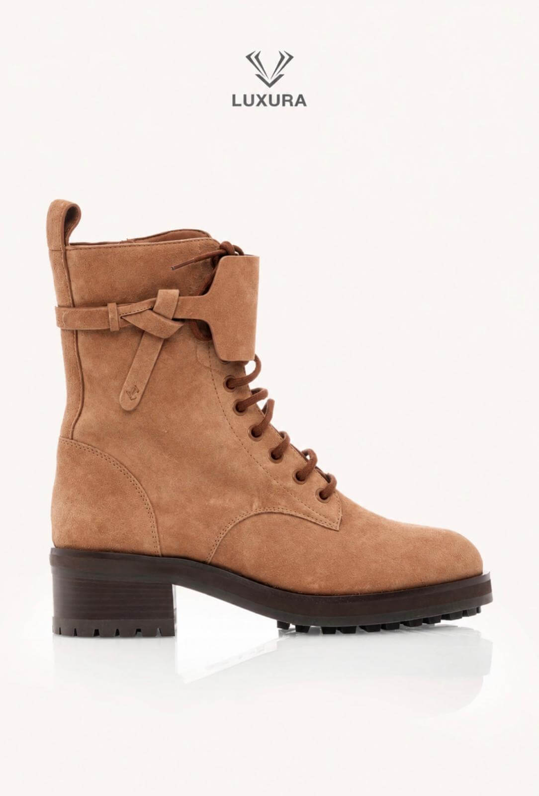 <span style="font-size: 10px;letter-spacing: .15em">BEST DEAL</span><br> <strong>JIMMY CHOO</strong><br> <div style="margin-top:10px;font-size:16px">Rosabel Suede Combat Boots Brown 38</div><br>