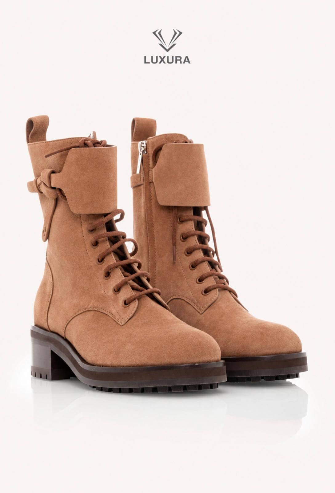 <span style="font-size: 10px;letter-spacing: .15em">BEST DEAL</span><br> <strong>JIMMY CHOO</strong><br> <div style="margin-top:10px;font-size:16px">Rosabel Suede Combat Boots Brown 38</div><br> - Image 3