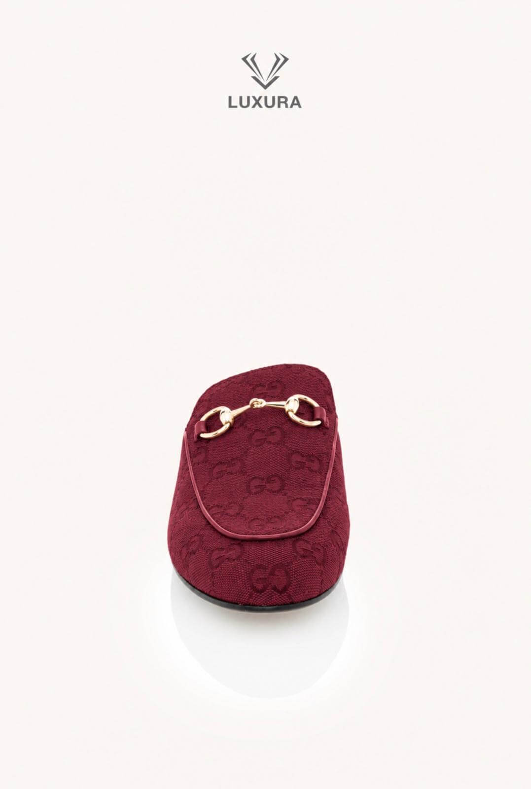 <span style="font-size: 10px;letter-spacing: .15em">BEST DEAL</span><br> <strong>GUCCI</strong><br> <div style="margin-top:10px;font-size:16px">GG Monogram Canvas Princetown Slippers Rosso Ancora 37</div><br> - Image 6
