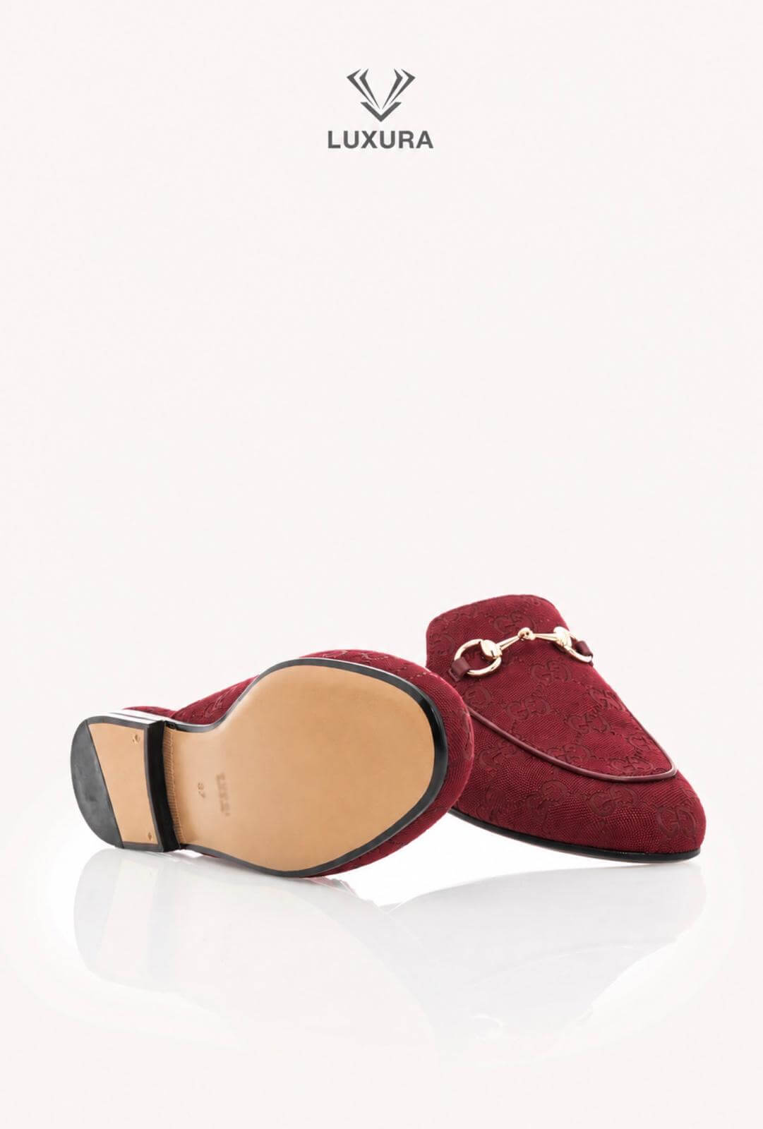 <span style="font-size: 10px;letter-spacing: .15em">BEST DEAL</span><br> <strong>GUCCI</strong><br> <div style="margin-top:10px;font-size:16px">GG Monogram Canvas Princetown Slippers Rosso Ancora 37</div><br> - Image 19