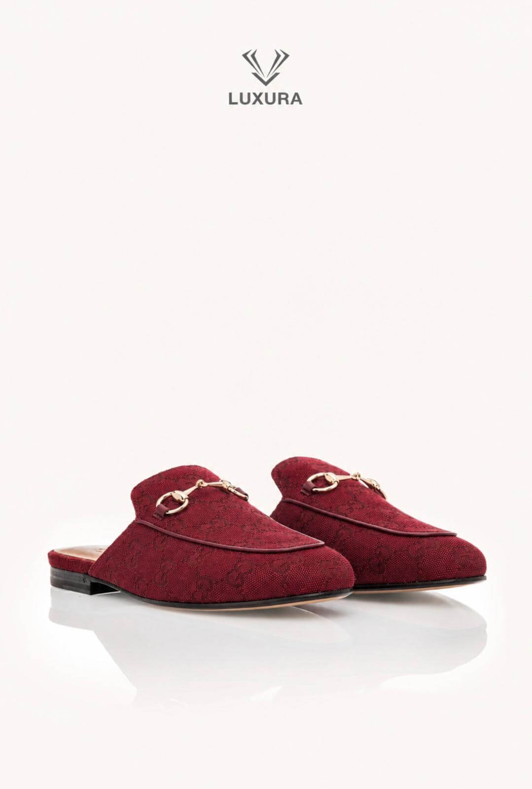 <span style="font-size: 10px;letter-spacing: .15em">BEST DEAL</span><br> <strong>GUCCI</strong><br> <div style="margin-top:10px;font-size:16px">GG Monogram Canvas Princetown Slippers Rosso Ancora 37</div><br> - Image 3
