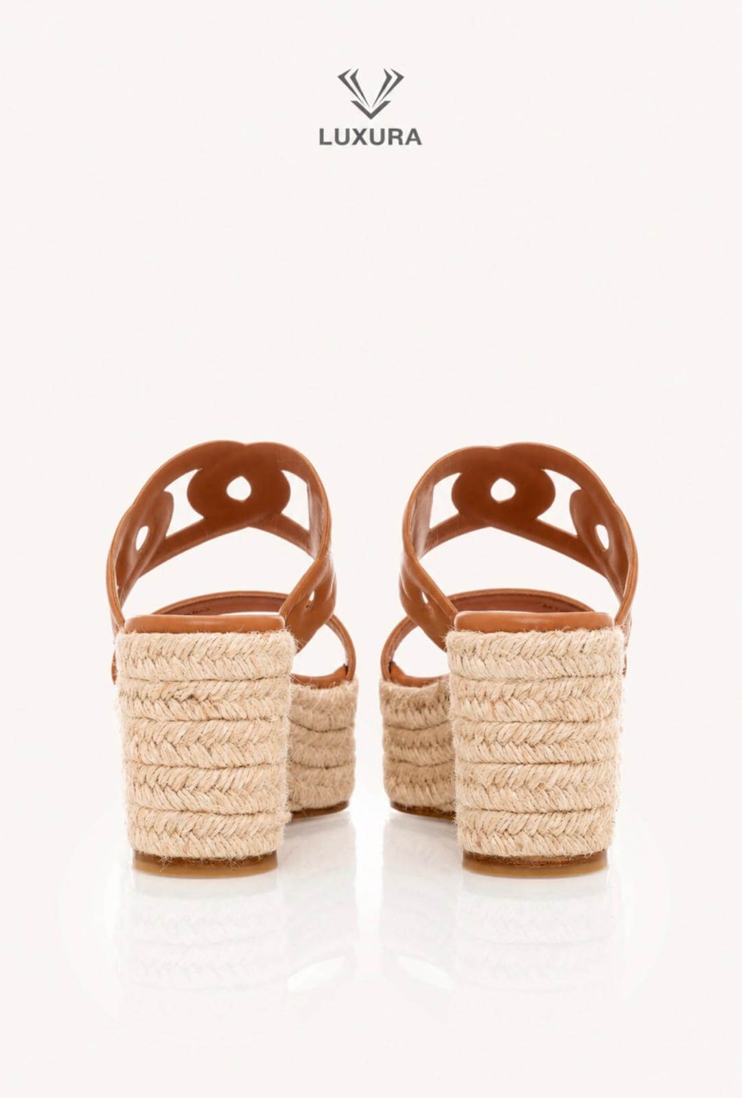 <span style="font-size: 10px;letter-spacing: .15em">HARD TO FIND</span><br> <strong>HERMES</strong><br> <div style="margin-top:10px;font-size:16px">Nappa Ithea Espadrille Wedge Sandals Naturel 38</div><br> - Image 6