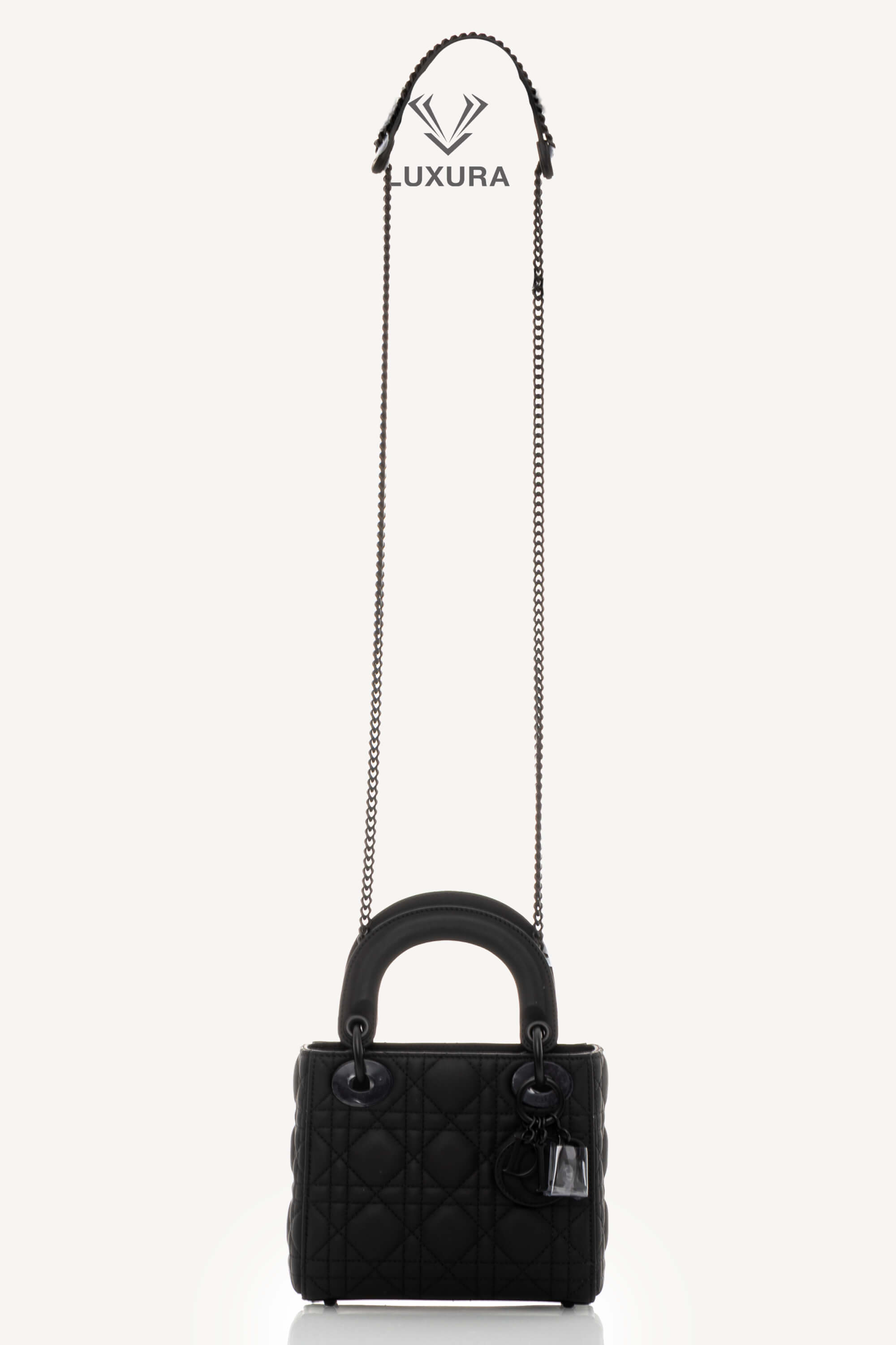 Genti de designeri pre-owned | DIOR Mini Lady Dior Bag Black Ultramatte Cannage Calfskin
