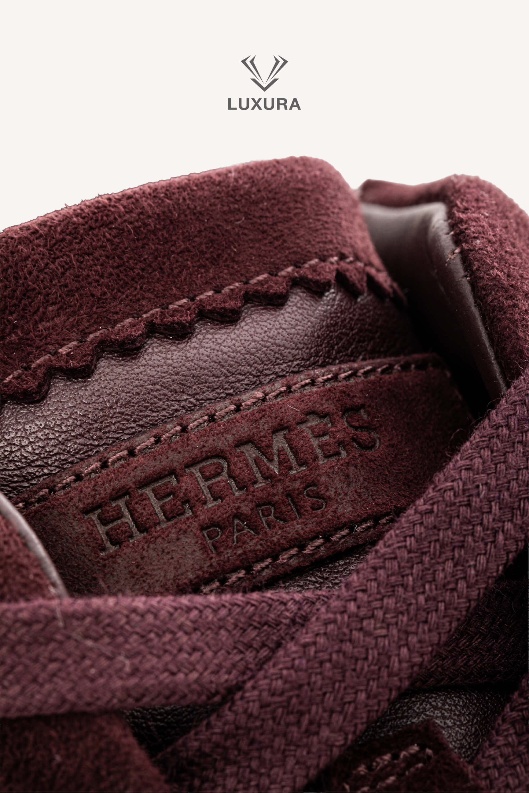 Set complet | HERMES Bouncing Sneaker in Calfskin and Suede Goatskin Bordeaux 42