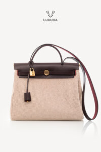 Set complet | HERMES Vache Hunter Criss Viking Herbag Zip RT 31 Ecru-Beige/ Sellier Rouge