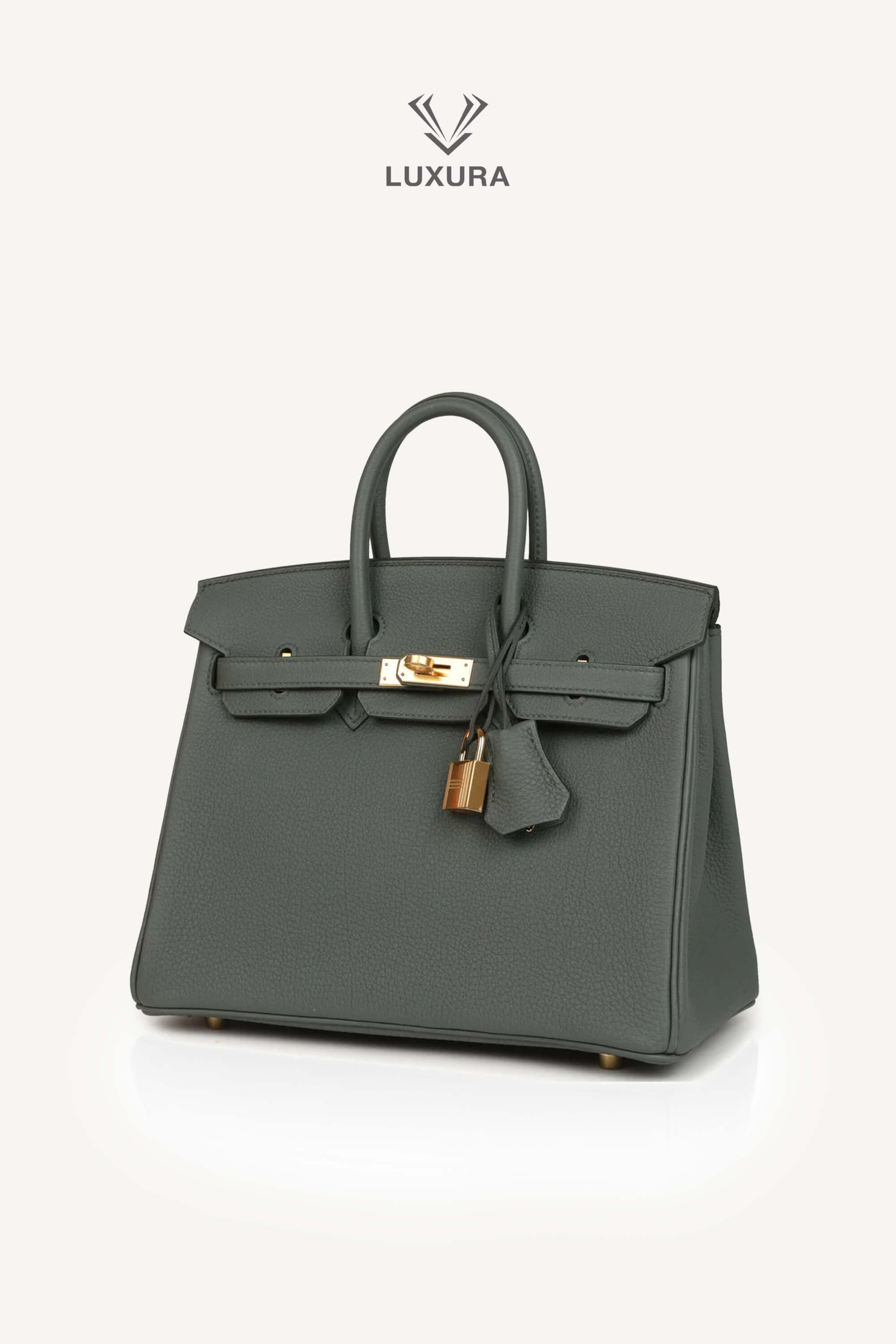 <span style="font-size: 10px;letter-spacing: .15em">HARD TO FIND</span><br> <strong>HERMES</strong><br> <div style="margin-top:10px;font-size:16px">Birkin 25 Vert Amande Togo Gold Hardware</div><br> - Image 7