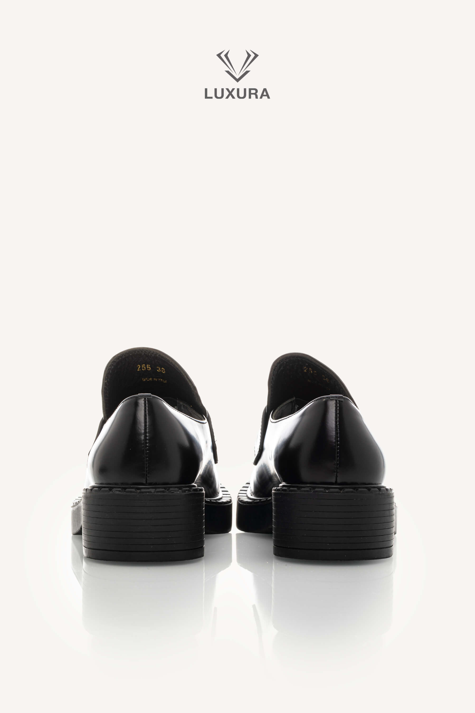 <span style="font-size: 10px;letter-spacing: .15em">BEST DEAL</span><br> <strong>PRADA</strong><br> <div style="margin-top:10px;font-size:16px">Chocolate Brushed Leather Loafers Black 38</div><br> - Image 4