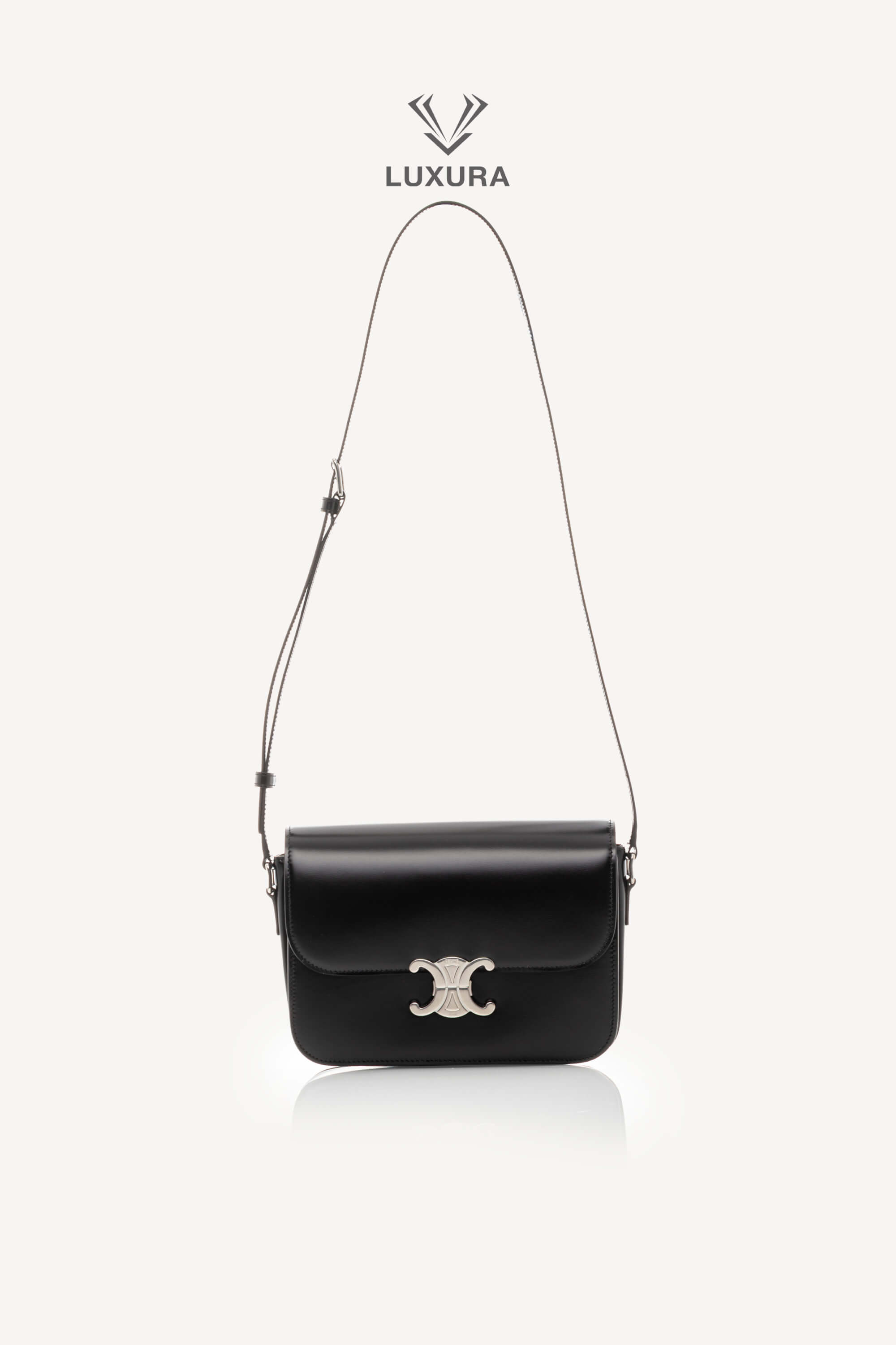 <span style="font-size: 10px;letter-spacing: .15em">BEST DEAL</span><br> <strong>CELINE</strong><br> <div style="margin-top:10px;font-size:16px">Classique Triomphe Bag In Shiny Calfskin Black</div><br> - Image 4