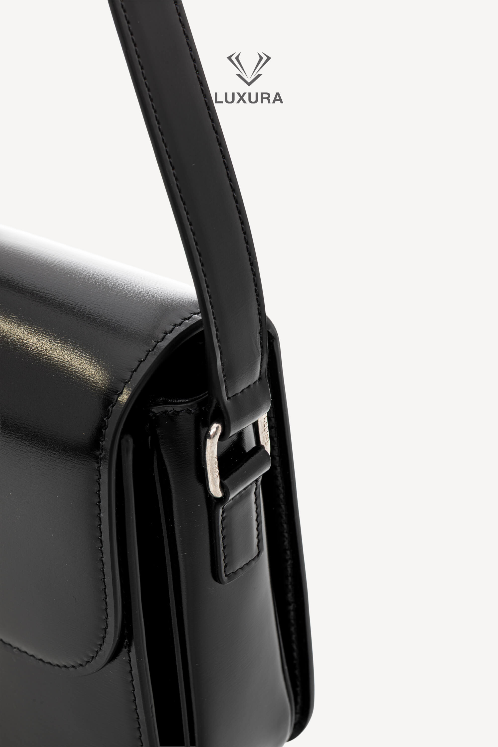 <span style="font-size: 10px;letter-spacing: .15em">BEST DEAL</span><br> <strong>CELINE</strong><br> <div style="margin-top:10px;font-size:16px">Classique Triomphe Bag In Shiny Calfskin Black</div><br> - Image 19