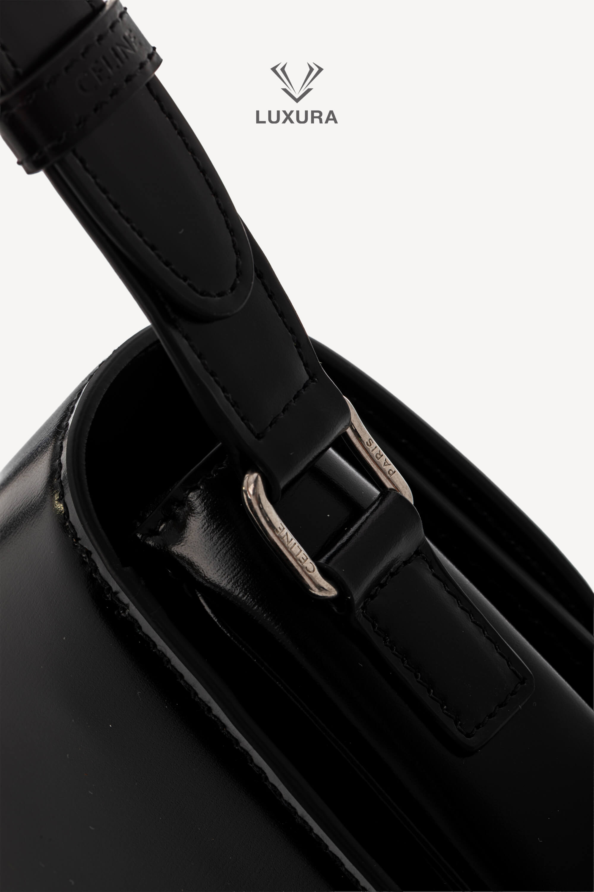 <span style="font-size: 10px;letter-spacing: .15em">BEST DEAL</span><br> <strong>CELINE</strong><br> <div style="margin-top:10px;font-size:16px">Classique Triomphe Bag In Shiny Calfskin Black</div><br> - Image 21