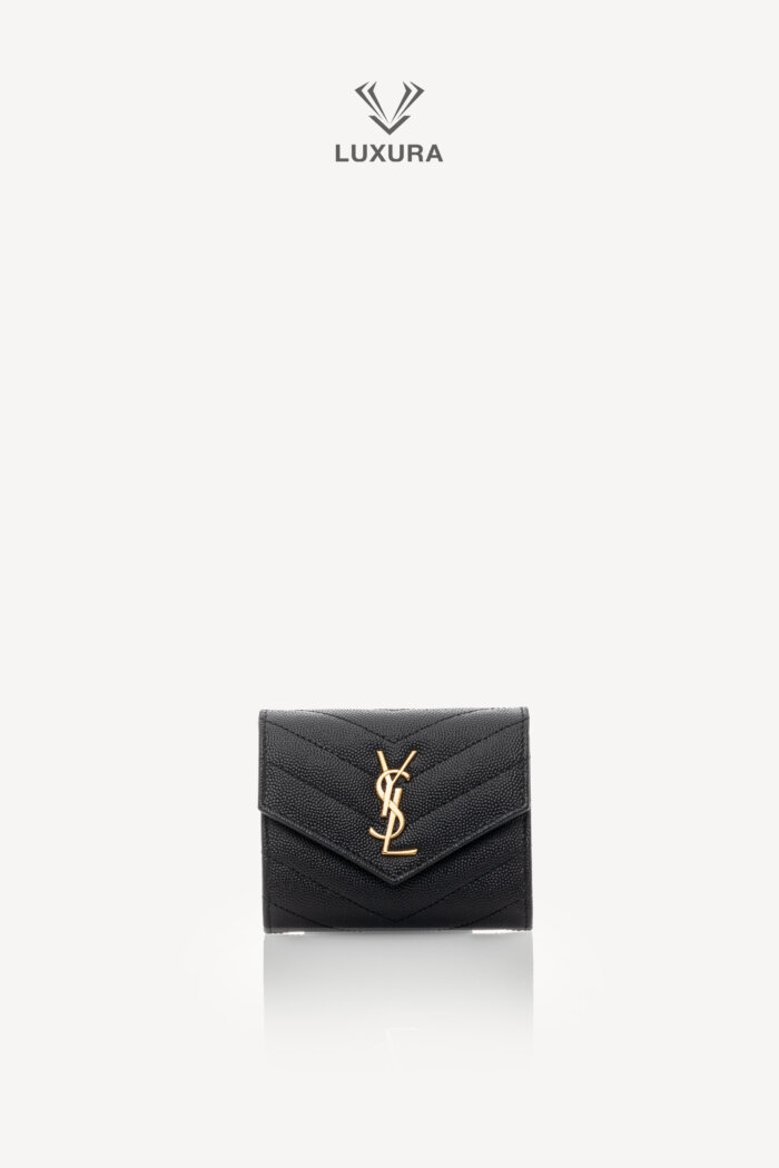 <span style="font-size: 10px;letter-spacing: .15em">BEST DEAL</span><br> <strong>SAINT LAURENT</strong><br> <div style="margin-top:10px;font-size:16px">Cassandre Matelasse Multi-Folder Wallet in Grain de Poudre Black Leather</div><br>
