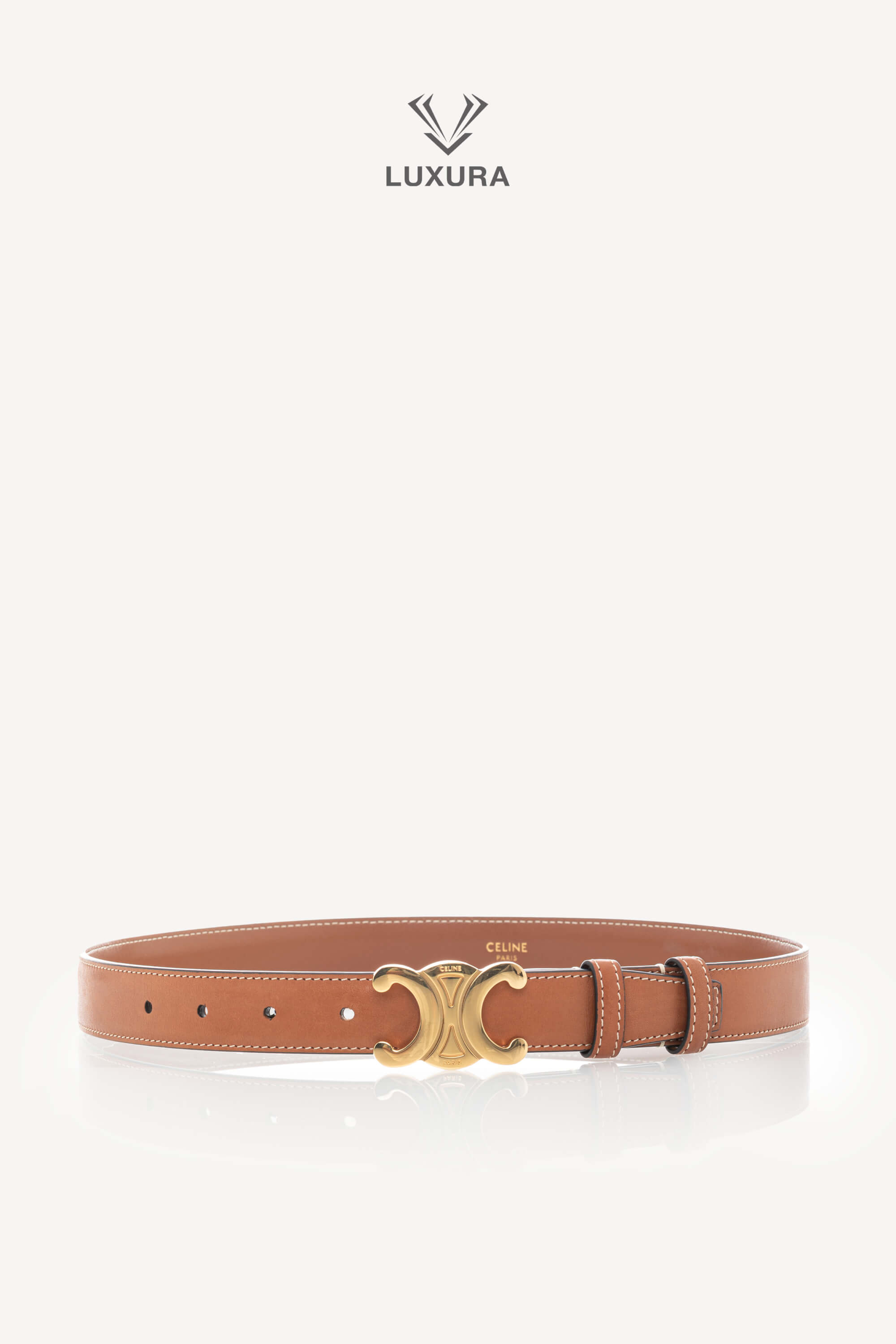 <span style="font-size: 10px;letter-spacing: .15em">BEST DEAL</span><br> <strong>CELINE</strong><br> <div style="margin-top:10px;font-size:16px">Triomphe Belt 25mm in Natural Calfskin 75</div><br> - Image 2