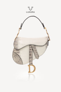 Genti de designeri pre-owned | CHRISTIAN DIOR Niloticus Crocodile Himalaya Saddle Bag Latte