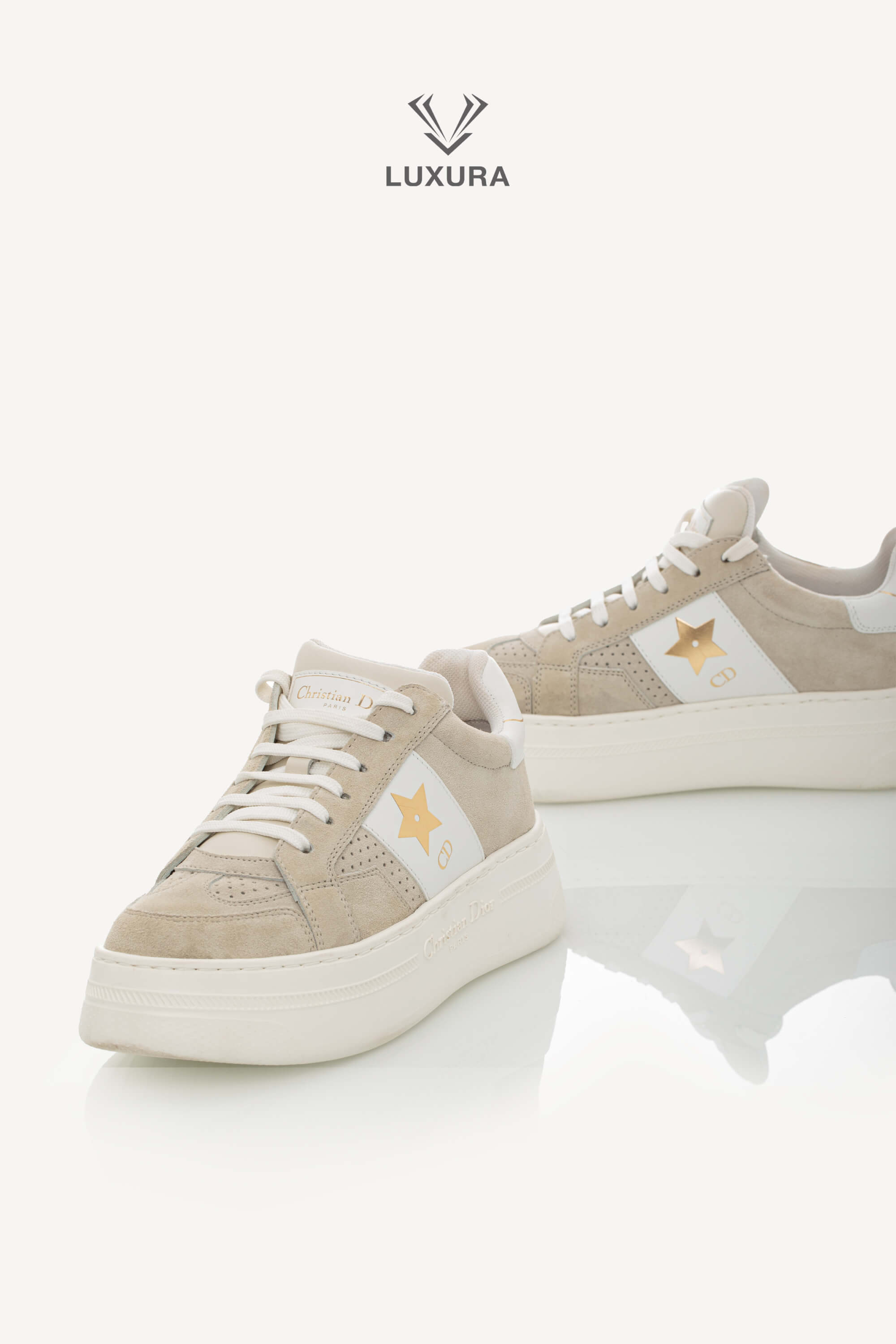 <span style="font-size: 10px;letter-spacing: .15em">HARD TO FIND</span><br> <strong>CHRISTIAN DIOR</strong><br> <div style="margin-top:10px;font-size:16px">Suede Calfskin Dior Star Platform Sneaker Light Beige 36.5</div><br> - Image 5