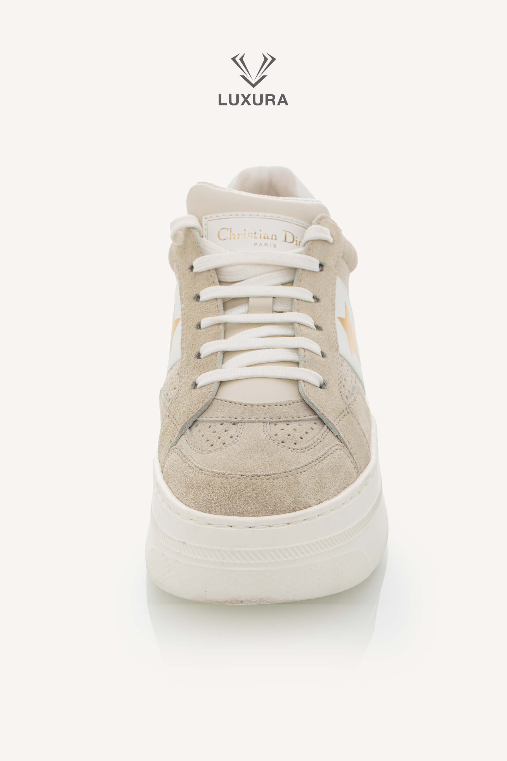 <span style="font-size: 10px;letter-spacing: .15em">HARD TO FIND</span><br> <strong>CHRISTIAN DIOR</strong><br> <div style="margin-top:10px;font-size:16px">Suede Calfskin Dior Star Platform Sneaker Light Beige 36.5</div><br> - Image 8