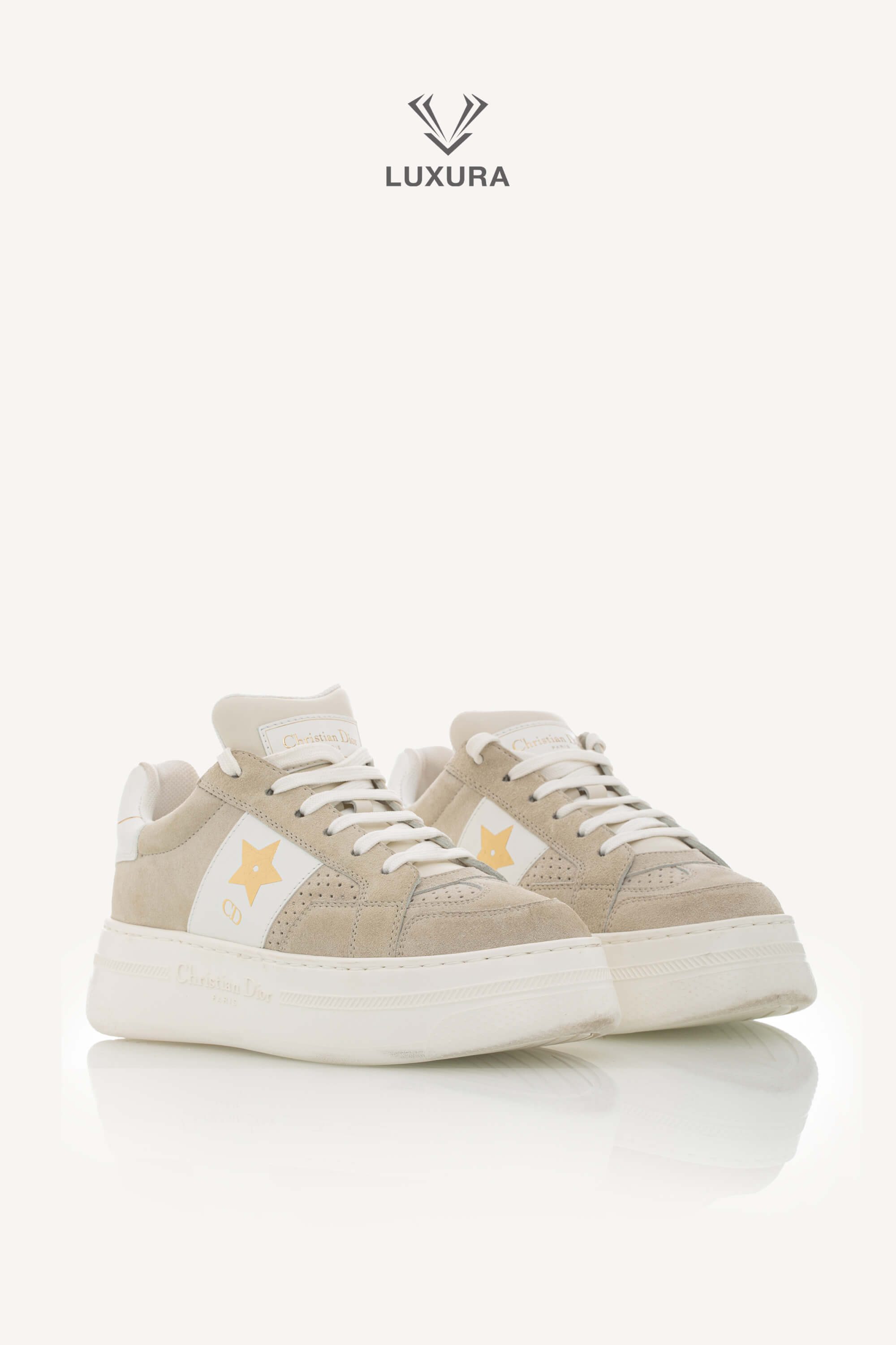 <span style="font-size: 10px;letter-spacing: .15em">HARD TO FIND</span><br> <strong>CHRISTIAN DIOR</strong><br> <div style="margin-top:10px;font-size:16px">Suede Calfskin Dior Star Platform Sneaker Light Beige 36.5</div><br> - Image 6