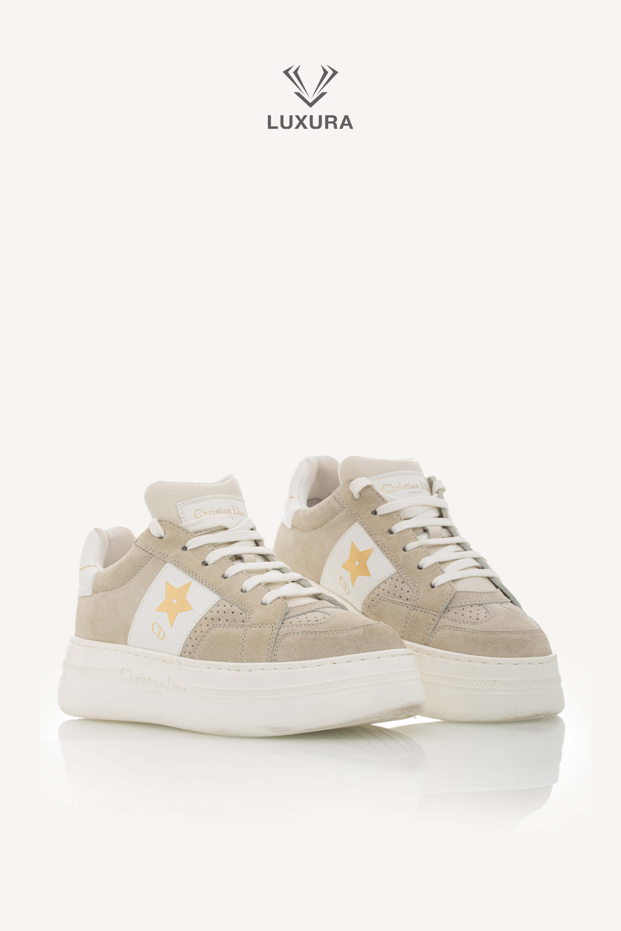 <span style="font-size: 10px;letter-spacing: .15em">HARD TO FIND</span><br> <strong>CHRISTIAN DIOR</strong><br> <div style="margin-top:10px;font-size:16px">Suede Calfskin Dior Star Platform Sneaker Light Beige 36.5</div><br> - Image 4