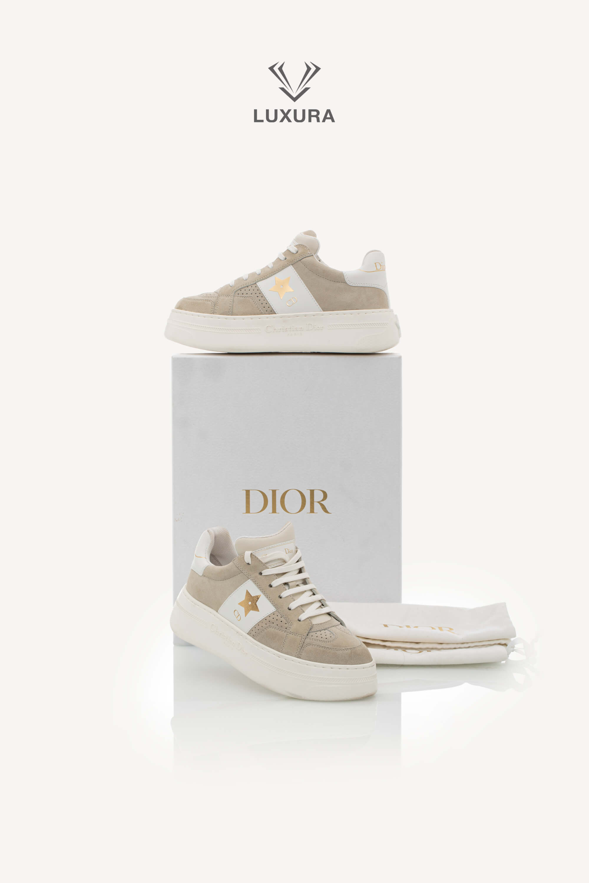 <span style="font-size: 10px;letter-spacing: .15em">HARD TO FIND</span><br> <strong>CHRISTIAN DIOR</strong><br> <div style="margin-top:10px;font-size:16px">Suede Calfskin Dior Star Platform Sneaker Light Beige 36.5</div><br> - Image 2