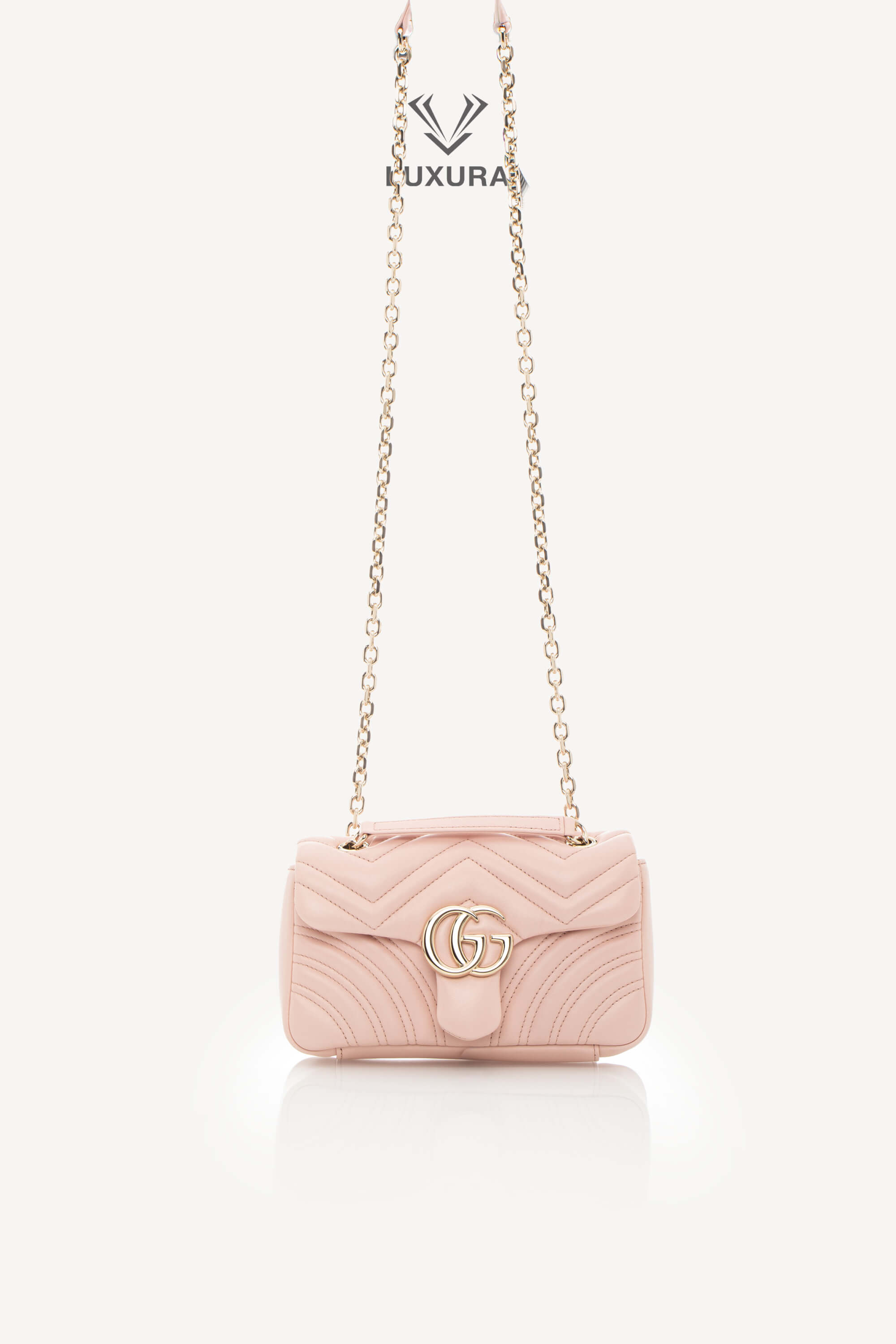 <span style="font-size: 10px;letter-spacing: .15em">NEW COLLECTION</span><br> <strong>GUCCI</strong><br> <div style="margin-top:10px;font-size:16px">Marmont Small Shoulder Bag Light Pink Skin</div><br> - Image 6