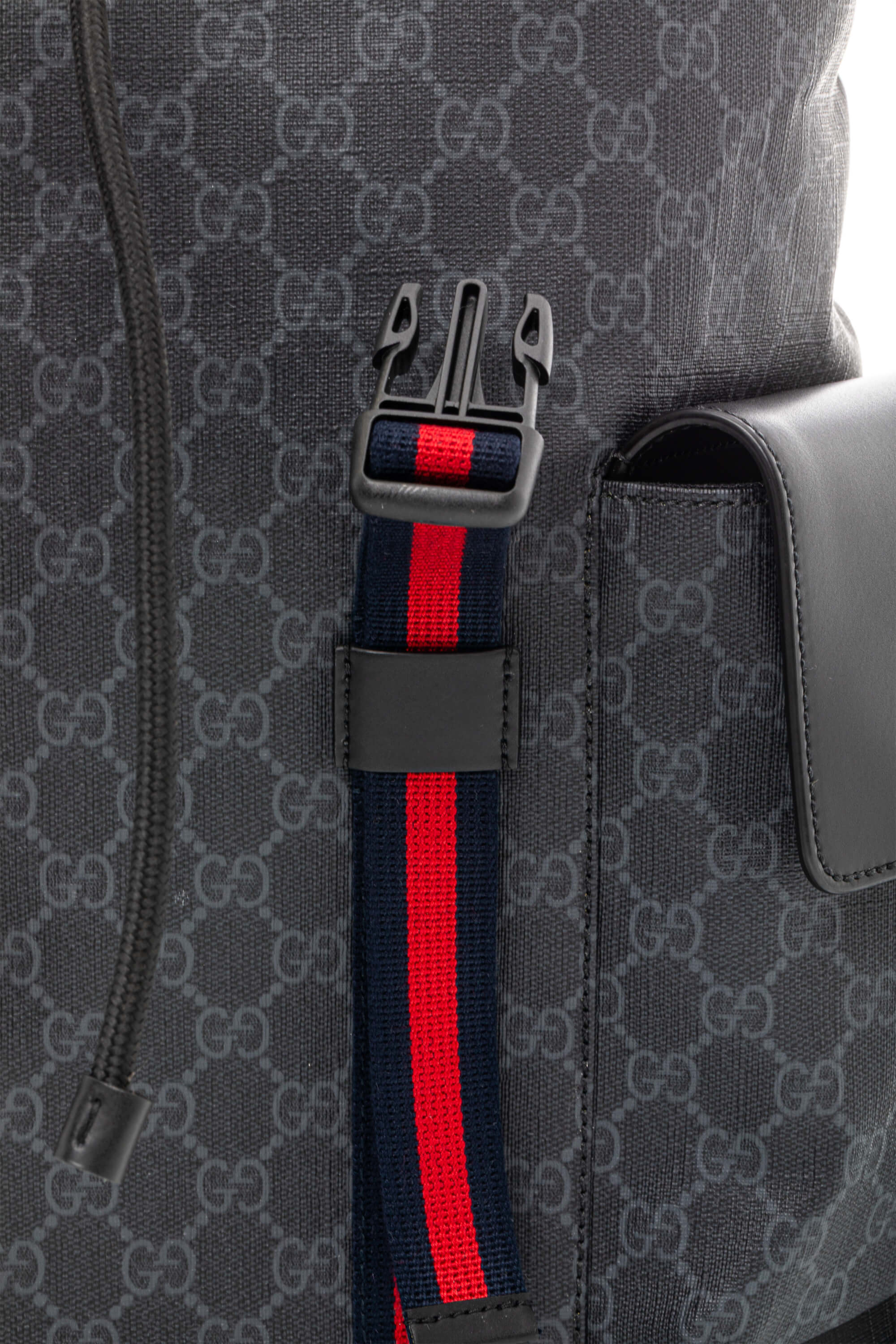 <span style="font-size: 10px;letter-spacing: .15em">BEST DEAL</span><br> <strong>GUCCI</strong><br> <div style="margin-top:10px;font-size:16px">Soft GG Supreme Monogram Calfskin Web Double Buckle Backpack Black</div><br> - Image 10