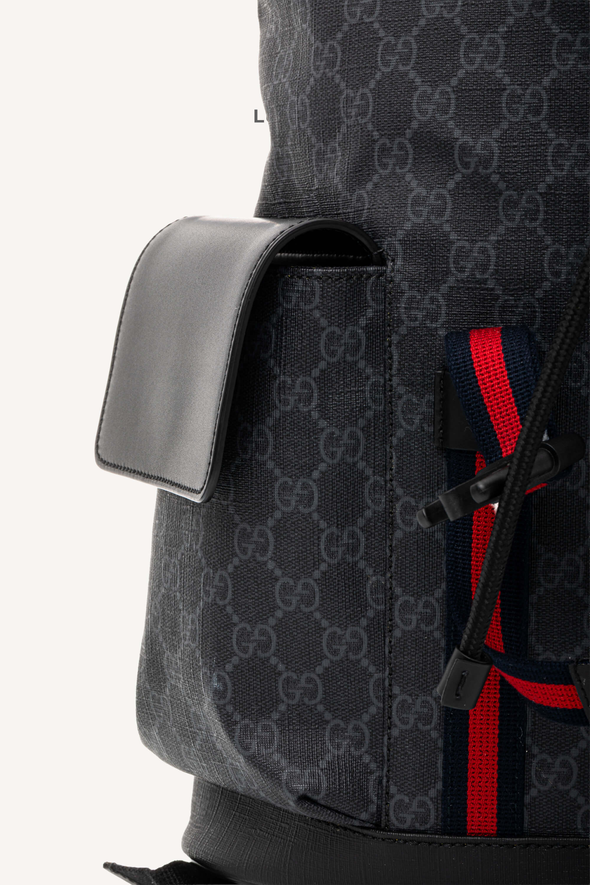 <span style="font-size: 10px;letter-spacing: .15em">BEST DEAL</span><br> <strong>GUCCI</strong><br> <div style="margin-top:10px;font-size:16px">Soft GG Supreme Monogram Calfskin Web Double Buckle Backpack Black</div><br> - Image 9