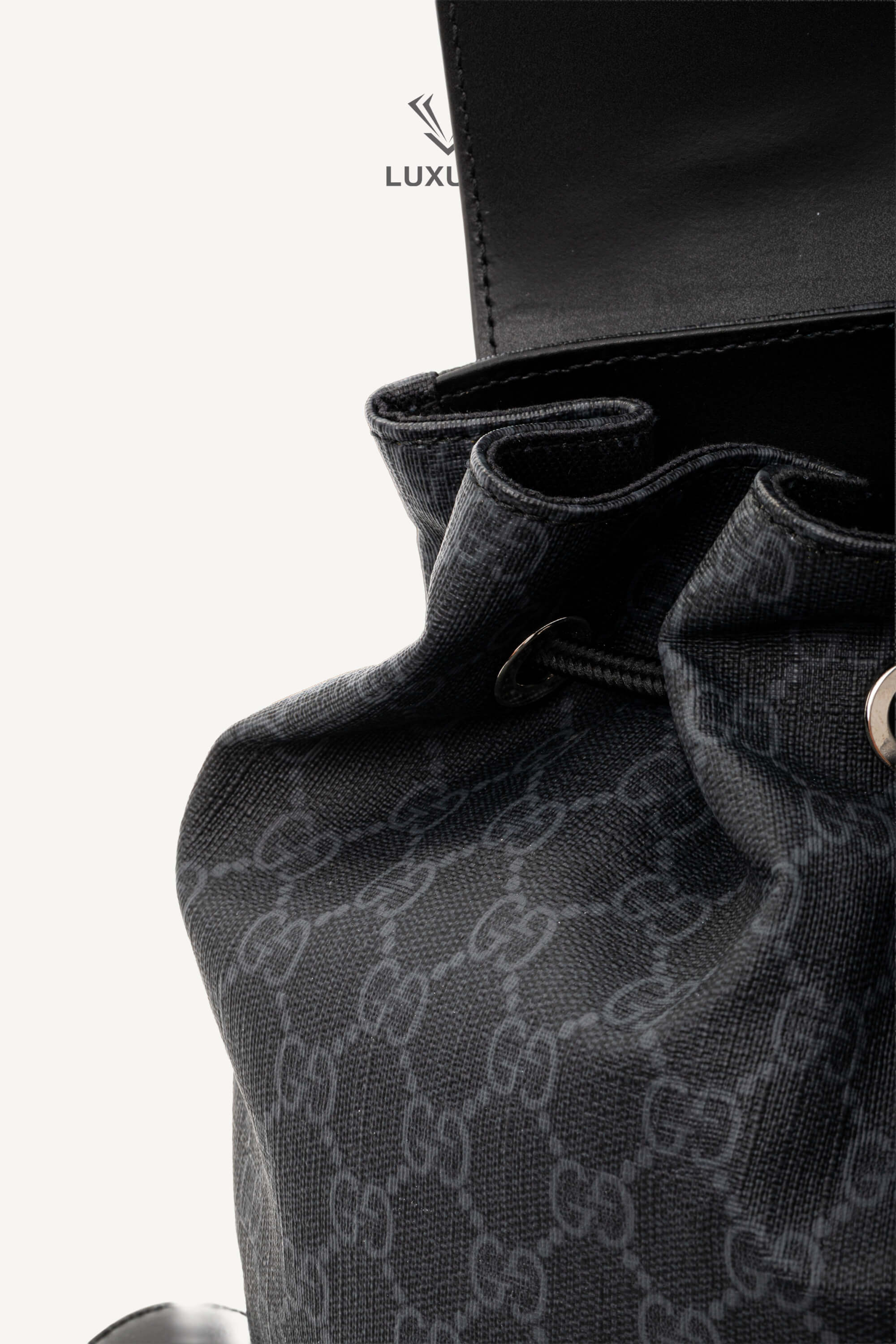 <span style="font-size: 10px;letter-spacing: .15em">BEST DEAL</span><br> <strong>GUCCI</strong><br> <div style="margin-top:10px;font-size:16px">Soft GG Supreme Monogram Calfskin Web Double Buckle Backpack Black</div><br> - Image 11