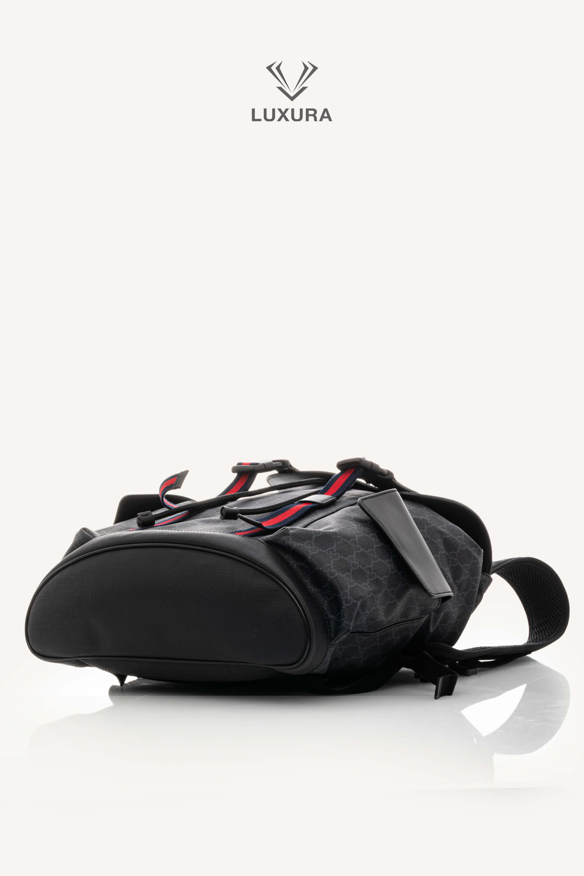 <span style="font-size: 10px;letter-spacing: .15em">BEST DEAL</span><br> <strong>GUCCI</strong><br> <div style="margin-top:10px;font-size:16px">Soft GG Supreme Monogram Calfskin Web Double Buckle Backpack Black</div><br> - Image 22