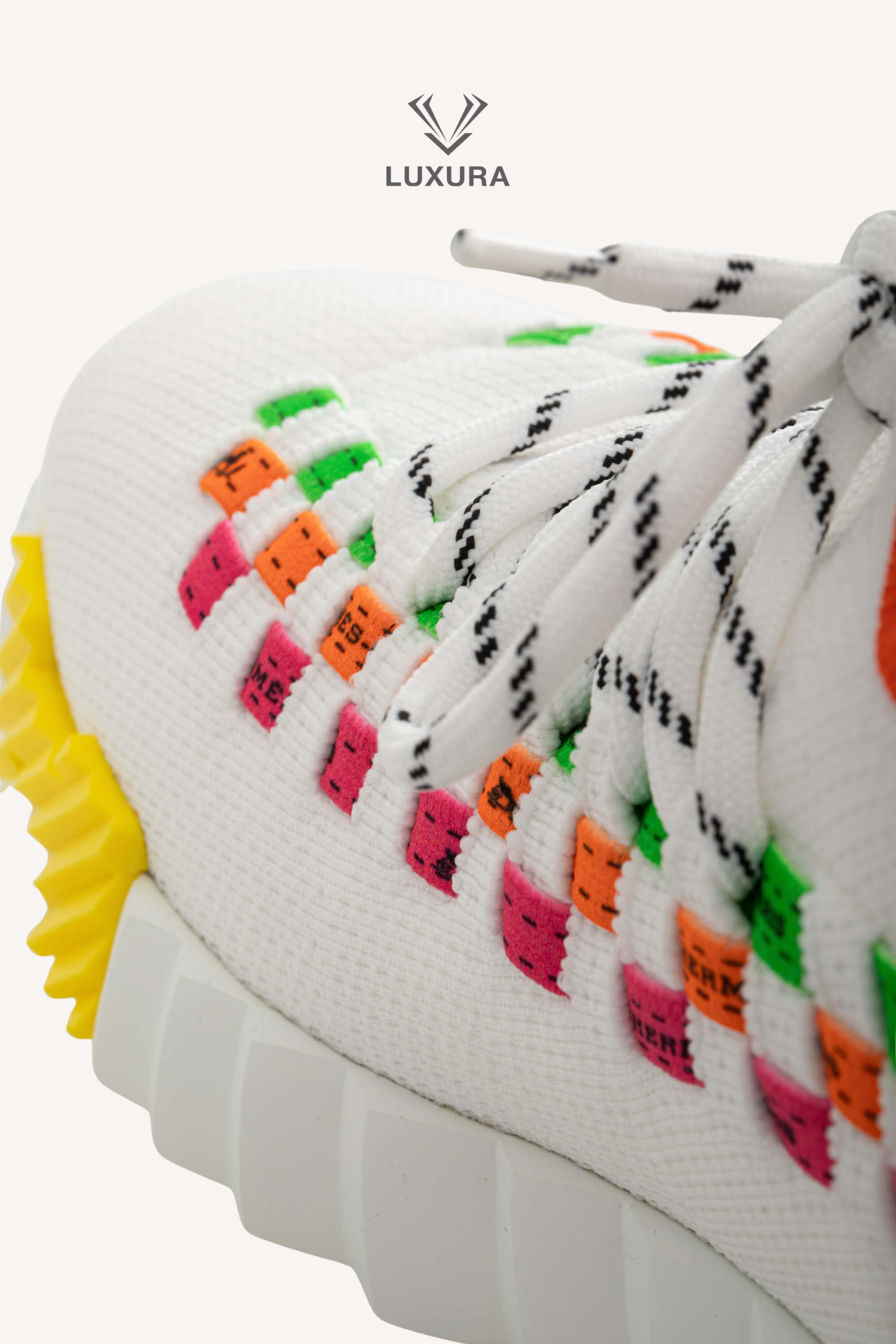 <span style="font-size: 10px;letter-spacing: .15em">HARD TO FIND</span><br>            <strong>HERMES</strong><br>            <div style="margin-top:10px;font-size:16px">Knit Flex Boldus Sneakers Multicolor White 37</div><br> - Image 12