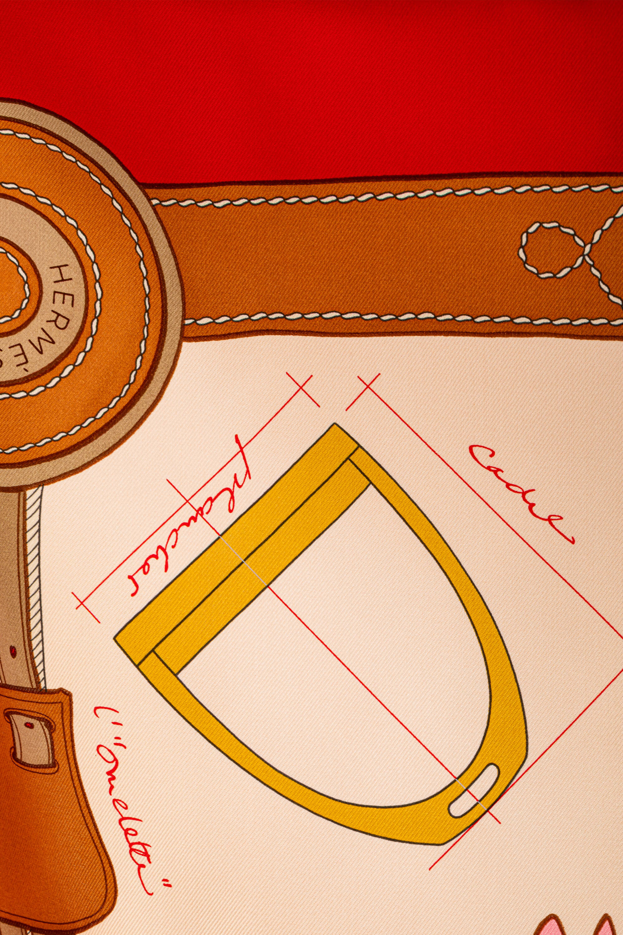 <span style="font-size: 10px;letter-spacing: .15em">HARD TO FIND</span><br>            <strong>HERMES</strong><br>            <div style="margin-top:10px;font-size:16px">Selle en Eclats Scarf 90 Rouge Rose Nacre Cuir</div><br> - Image 7