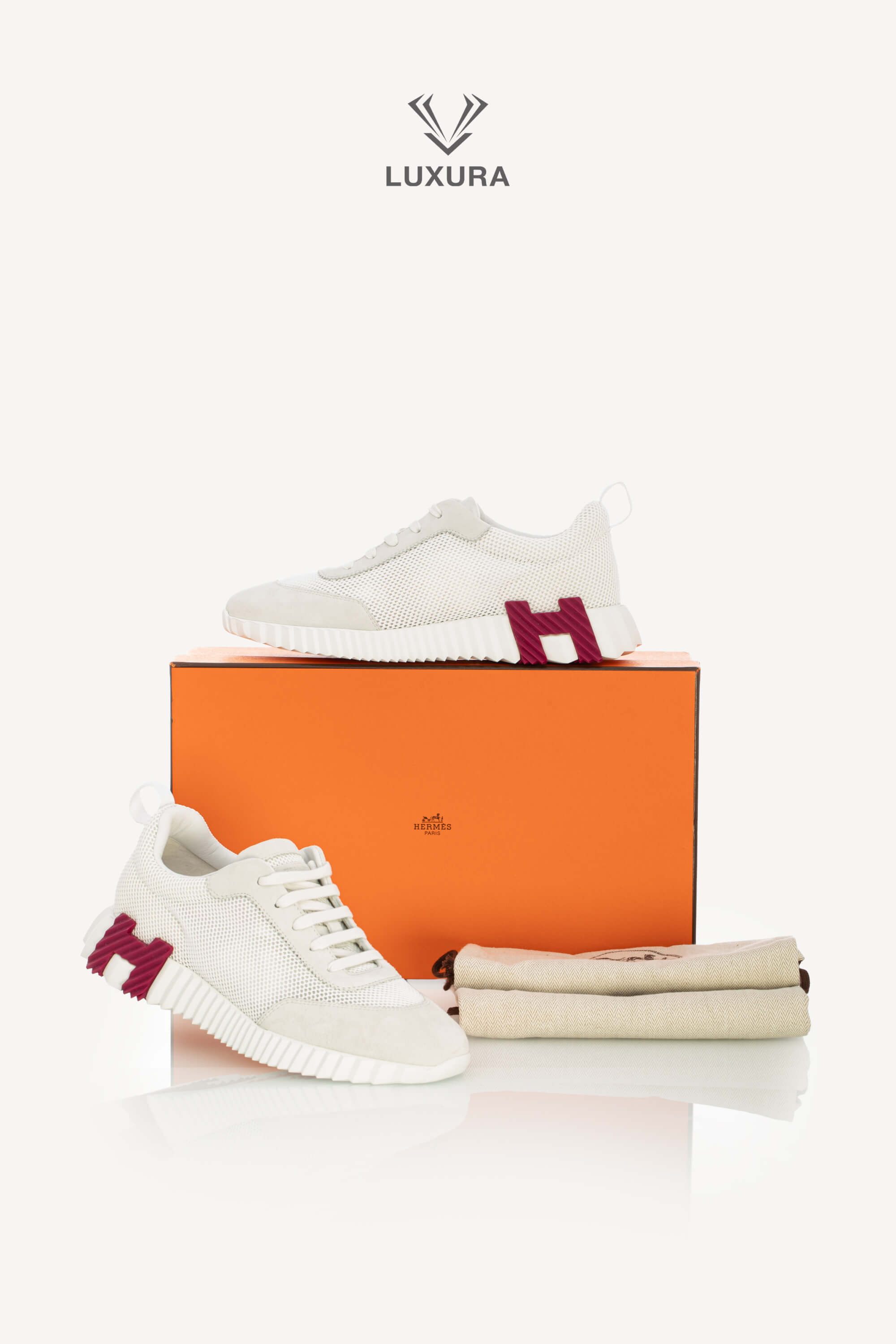 Special | Hermes Bouncing Sneaker Textured Mesh and Suede Goatskin White 40 | SSLEB00227315 | imagine 2