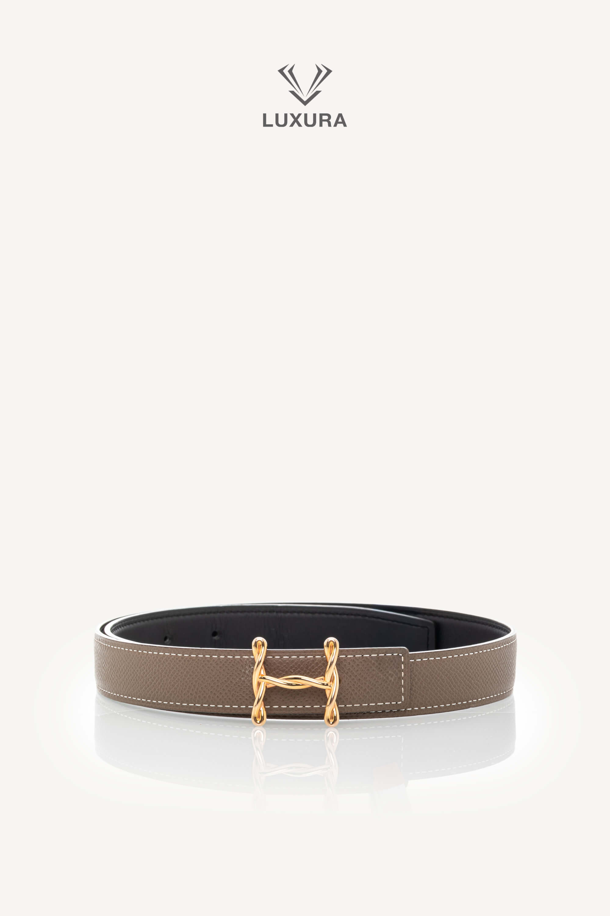 <span style="font-size: 10px;letter-spacing: .15em">HARD TO FIND</span><br> <strong>HERMES</strong><br> <div style="margin-top:10px;font-size:16px">H Torsade Belt Buckle Reversible Leather Strap 24mm Noir Etoupe 70 cm</div><br>
