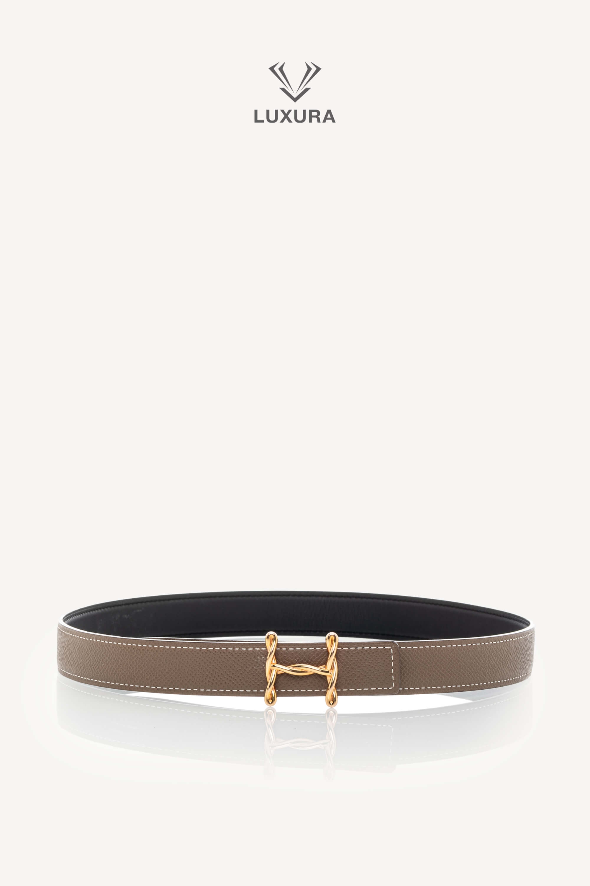 <span style="font-size: 10px;letter-spacing: .15em">HARD TO FIND</span><br> <strong>HERMES</strong><br> <div style="margin-top:10px;font-size:16px">H Torsade Belt Buckle Reversible Leather Strap 24mm Noir Etoupe 70 cm</div><br> - Image 3