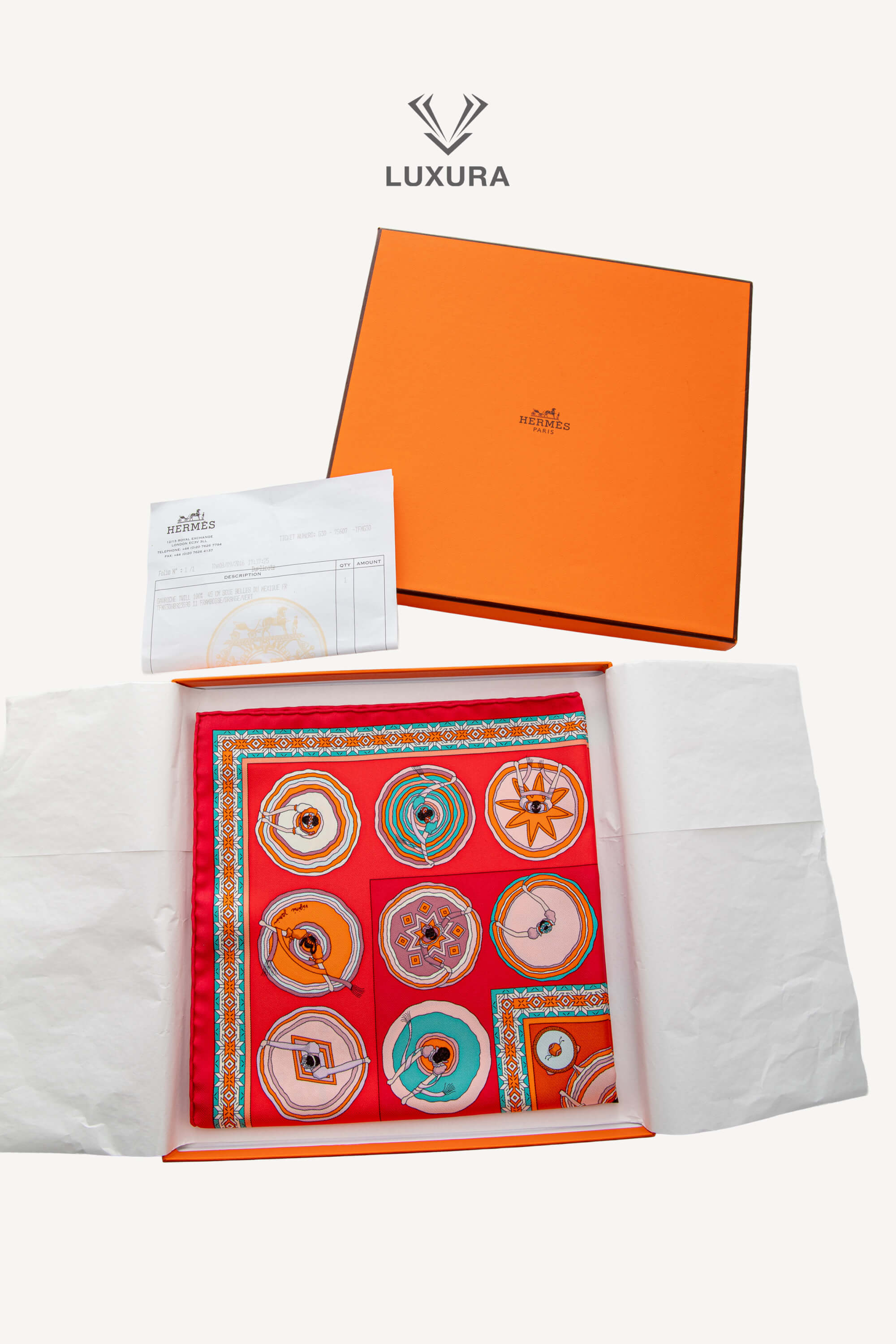 All day every day | Hermes Silk Belles Du Mexique Scarf 45 Framboise-Orange-Vert | ACLEB00226677 | imagine 3