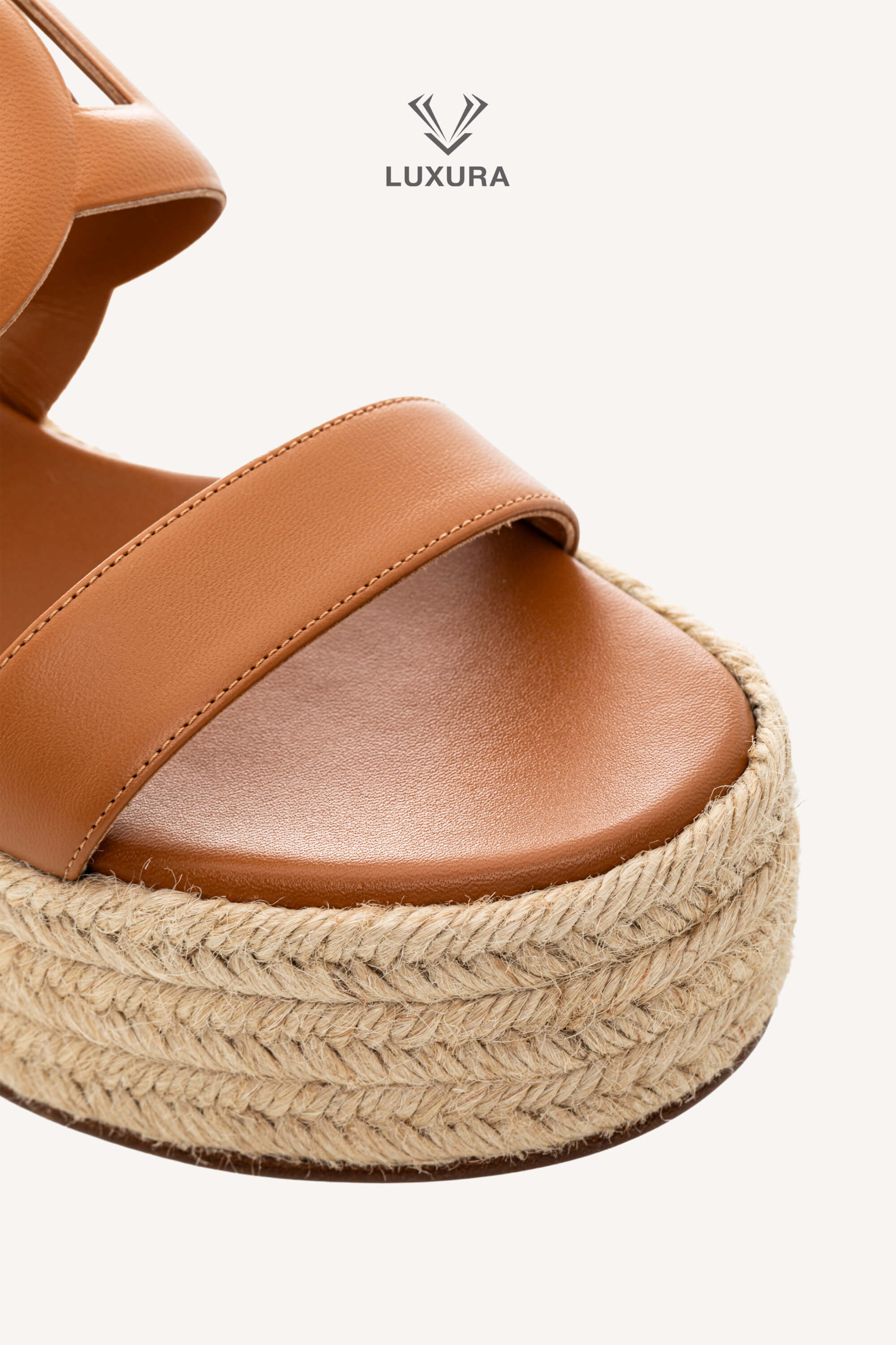 <span style="font-size: 10px;letter-spacing: .15em">HARD TO FIND</span><br> <strong>HERMES</strong><br> <div style="margin-top:10px;font-size:16px">Nappa Ithea Espadrille Wedge Sandals Naturel 38</div><br> - Image 9