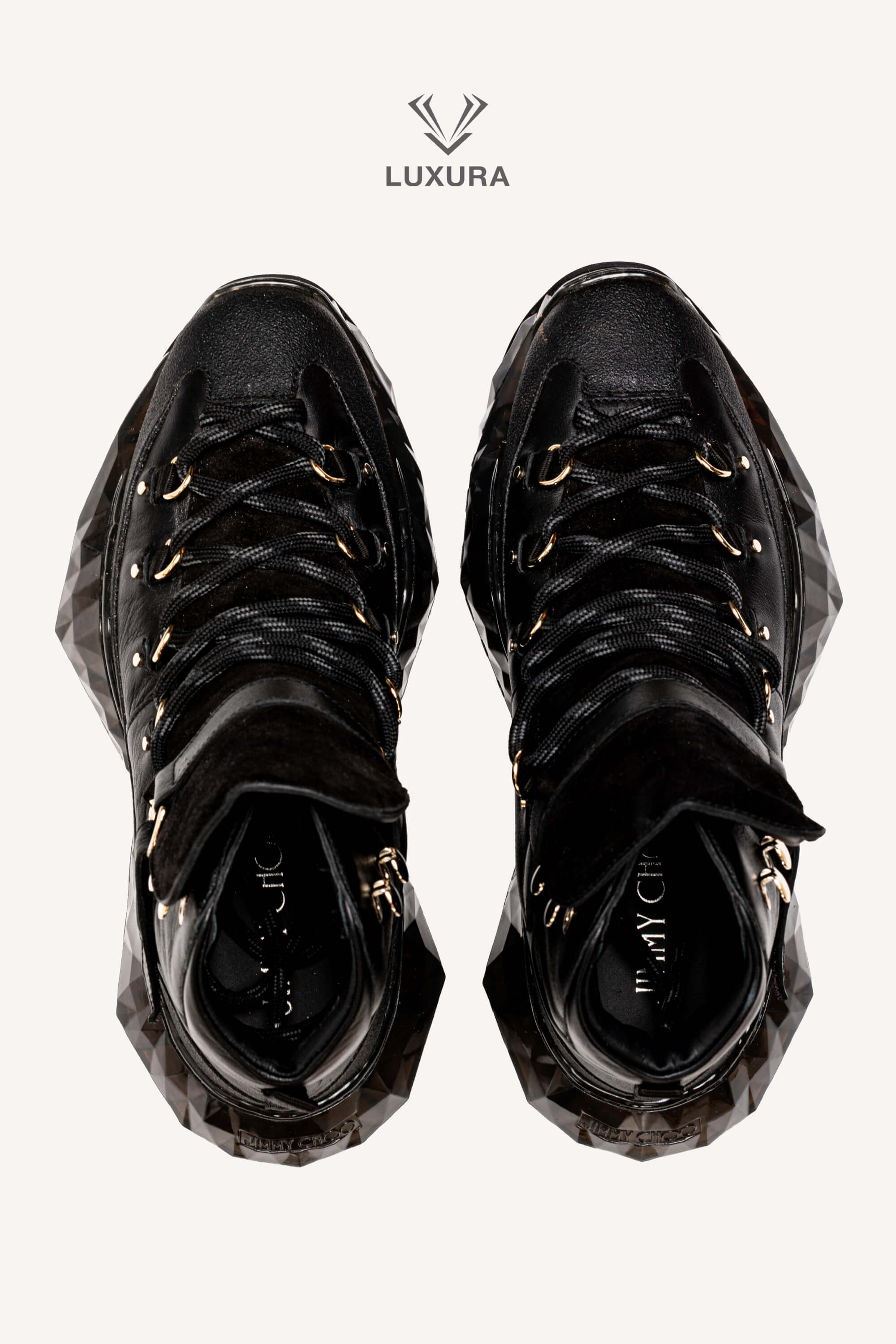 <span style="font-size: 10px;letter-spacing: .15em">IN TRENDING</span><br> <strong>JIMMY CHOO</strong><br> <div style="margin-top:10px;font-size:16px">Lace-up Hiking Boots Black 36</div><br> - Image 6