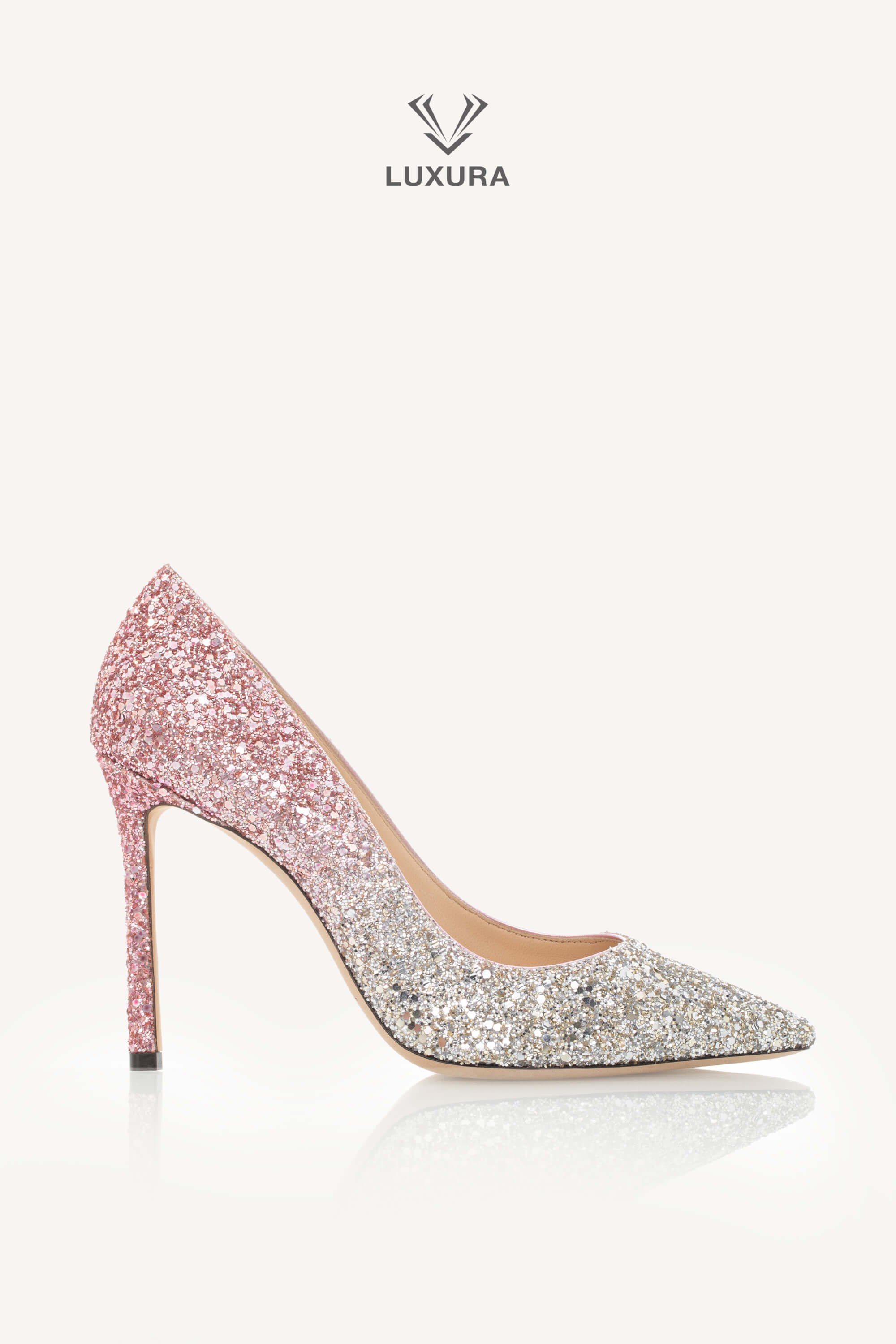 <span style="font-size: 10px;letter-spacing: .15em">HARD TO FIND</span><br> <strong>JIMMY CHOO</strong><br> <div style="margin-top:10px;font-size:16px">Romy 100 Glitter Embellished Pumps Platinum-Flamingo 36.5</div><br>