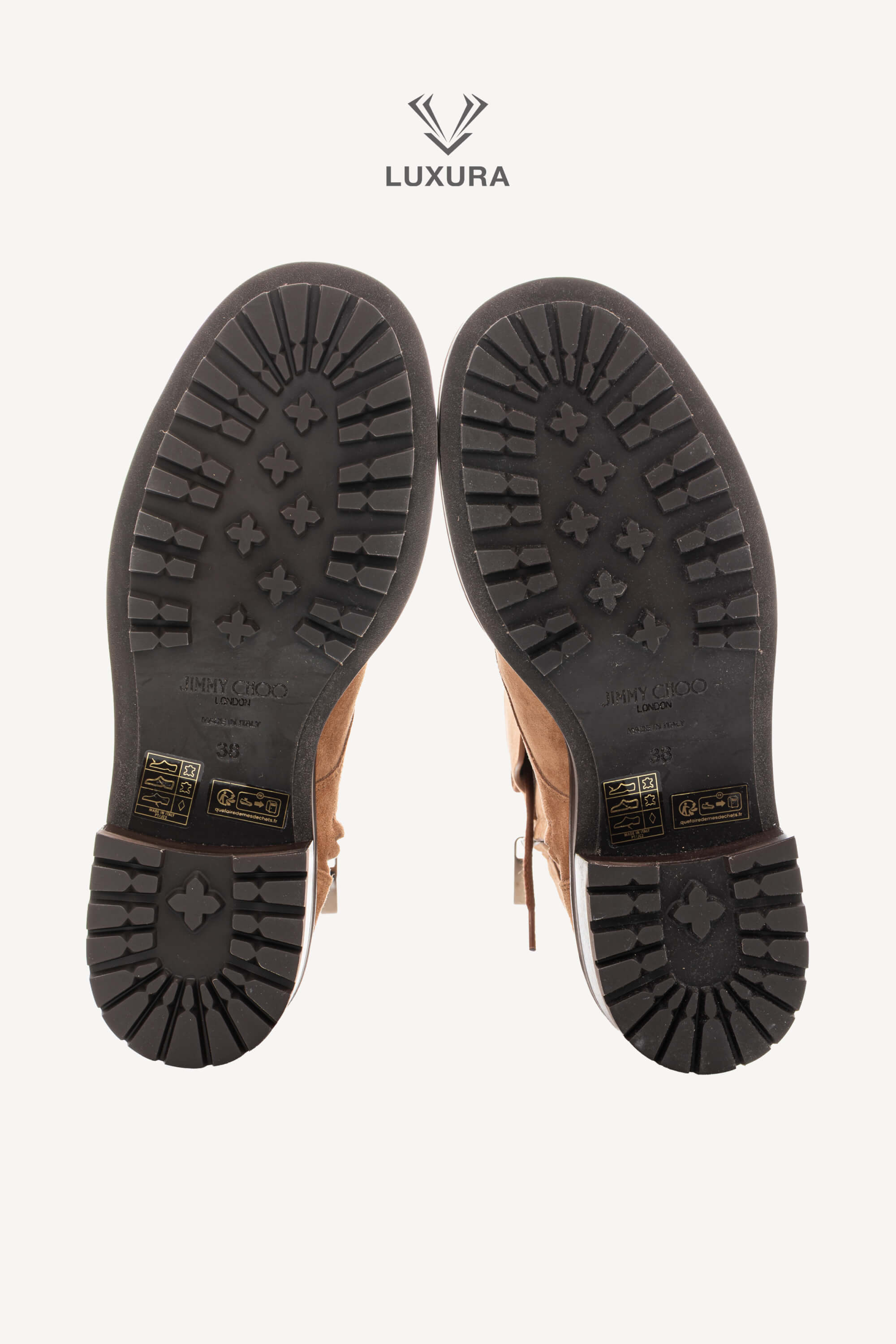 <span style="font-size: 10px;letter-spacing: .15em">BEST DEAL</span><br> <strong>JIMMY CHOO</strong><br> <div style="margin-top:10px;font-size:16px">Rosabel Suede Combat Boots Brown 38</div><br> - Image 23