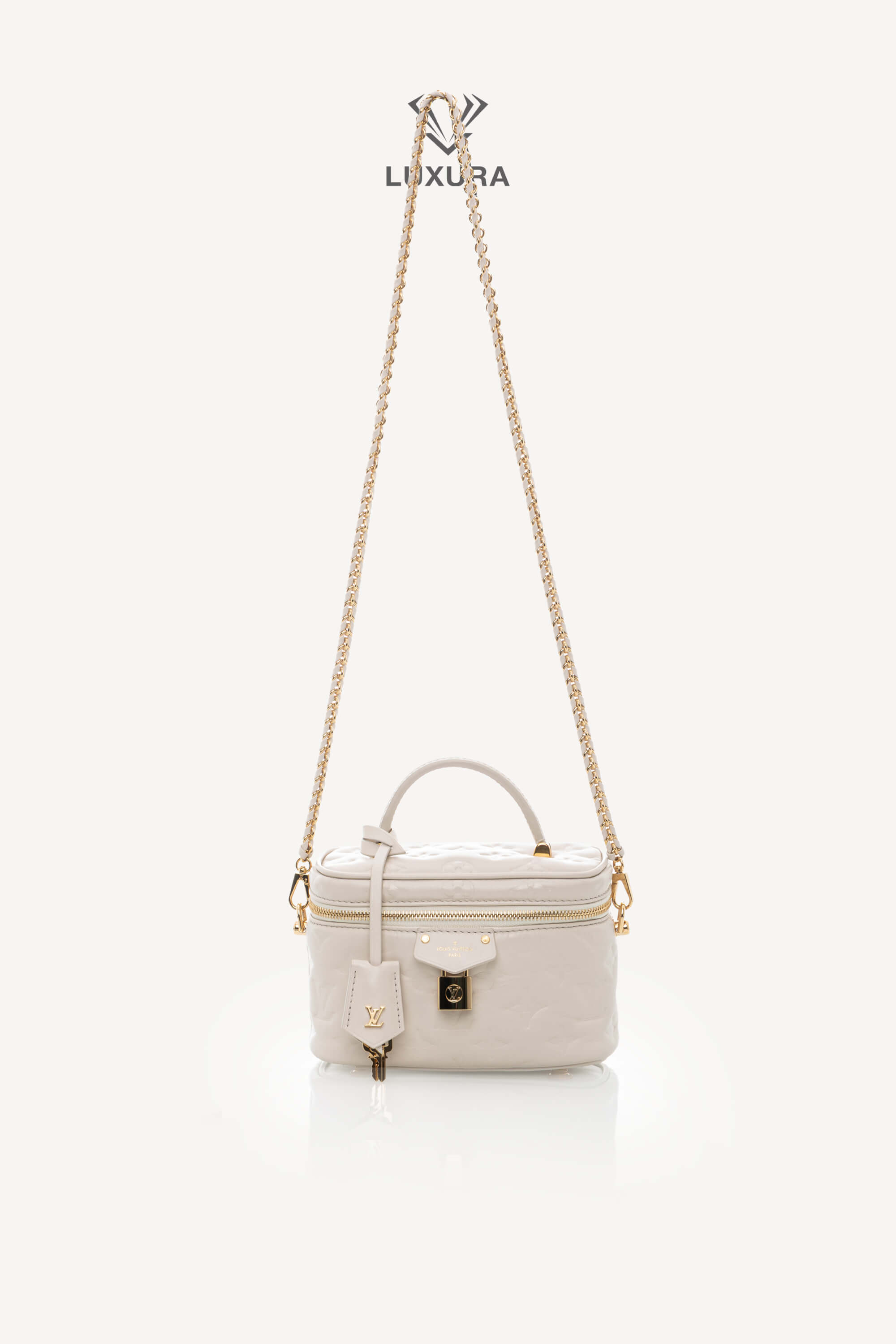 <span style="font-size: 10px;letter-spacing: .15em">HARD TO FIND</span><br> <strong>LOUIS VUITTON</strong><br> <div style="margin-top:10px;font-size:16px">Vanity PM Beige M25219</div><br> - Image 5