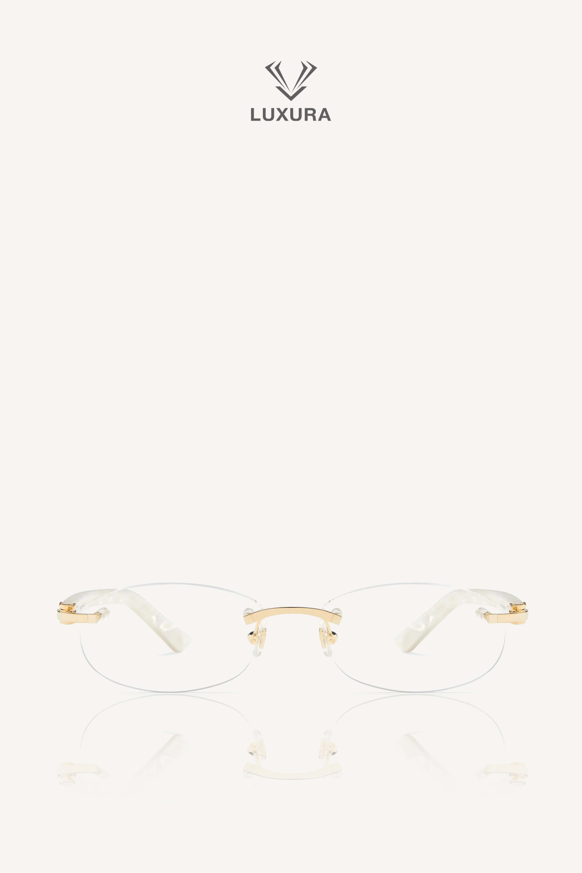 <span style="font-size: 10px;letter-spacing: .15em">BEST DEAL</span><br> <strong>CARTIER</strong><br> <div style="margin-top:10px;font-size:16px">CT0056O-002 Eyeglasses Rimless Shinny Gold-Pearl Chevron</div><br> - Image 3