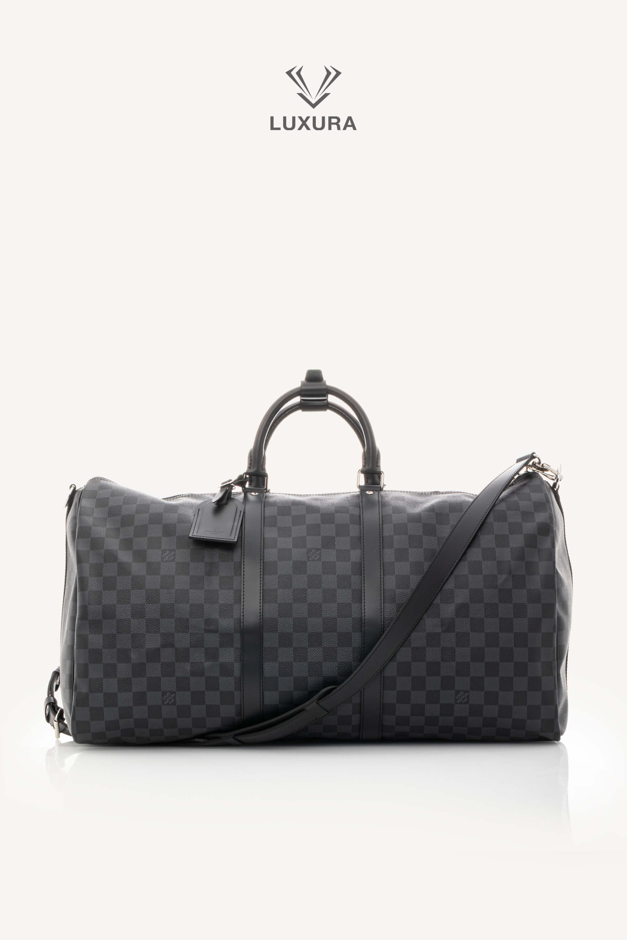 <span style="font-size: 10px;letter-spacing: .15em">BEST DEAL</span><br> <strong>LOUIS VUITTON</strong><br> <div style="margin-top:10px;font-size:16px">Damier Graphite Canvas Keepall Bandouliere 55 N41413</div><br>