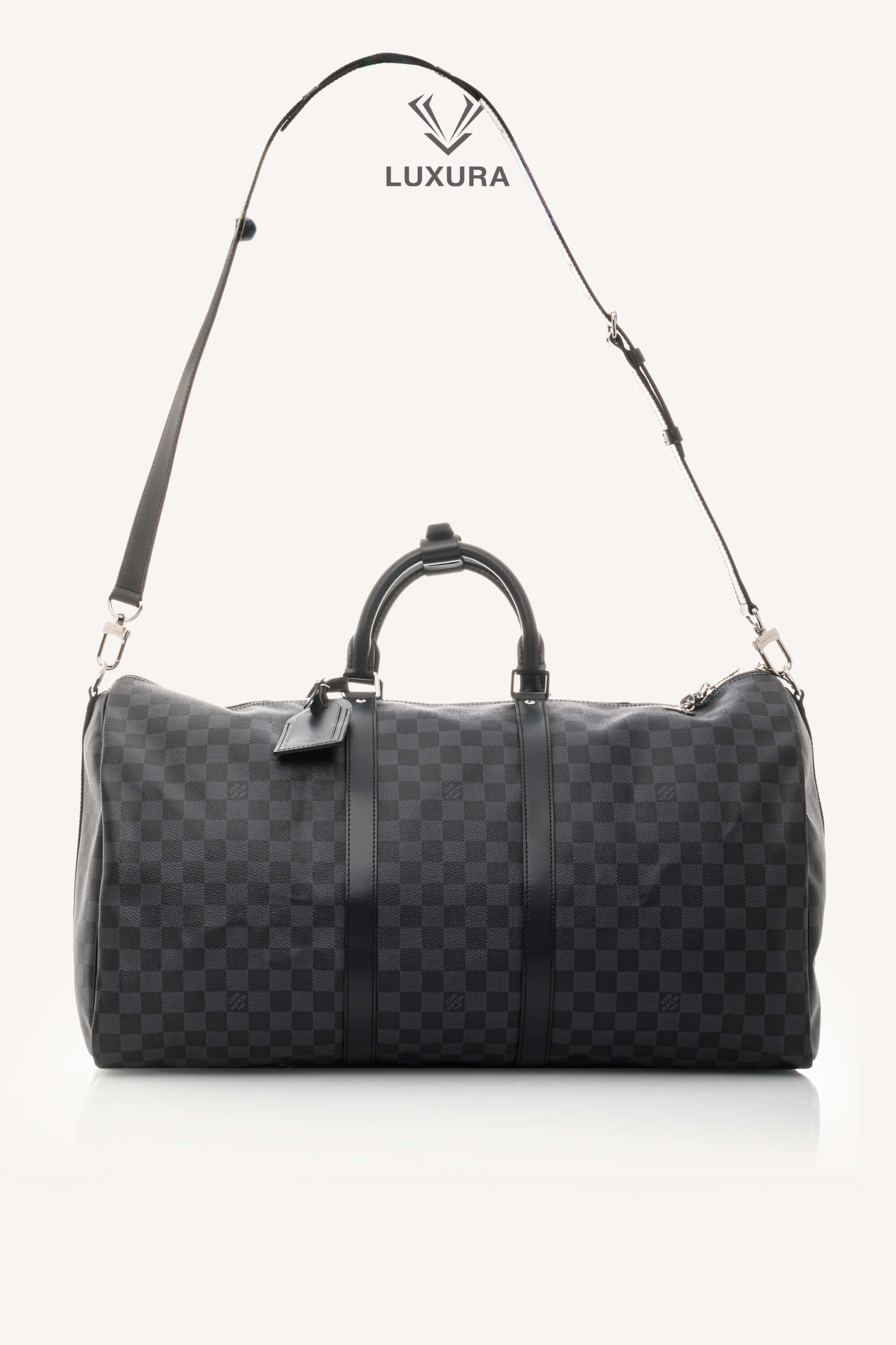 <span style="font-size: 10px;letter-spacing: .15em">BEST DEAL</span><br> <strong>LOUIS VUITTON</strong><br> <div style="margin-top:10px;font-size:16px">Damier Graphite Canvas Keepall Bandouliere 55 N41413</div><br> - Image 5