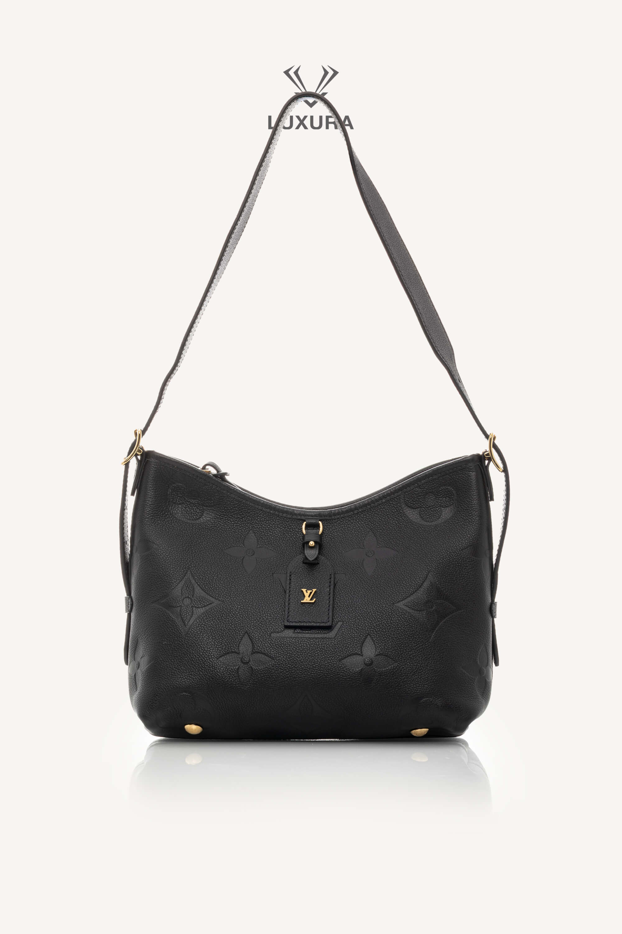 <span style="font-size: 10px;letter-spacing: .15em">HARD TO FIND</span><br>            <strong>LOUIS VUITTON</strong><br>            <div style="margin-top:10px;font-size:16px">Monogram Empreinte Leather CarryAll PM Bag Black M46288</div><br>